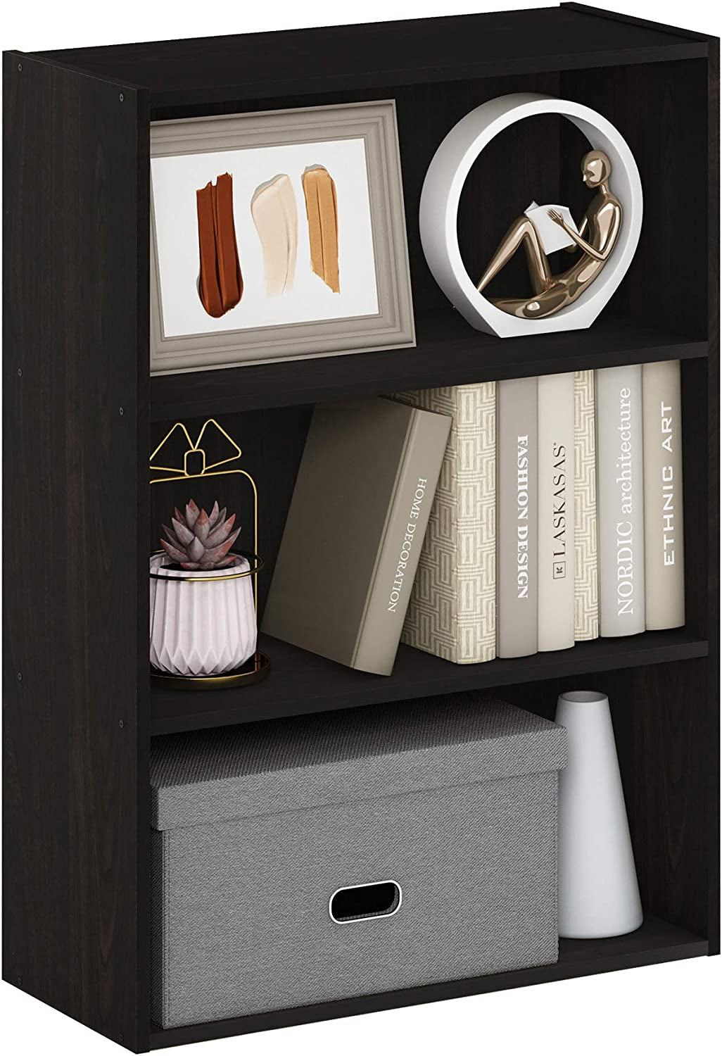 Pasir 3 Tier Open Shelf Bookcase Dark Espresso 31 Inch