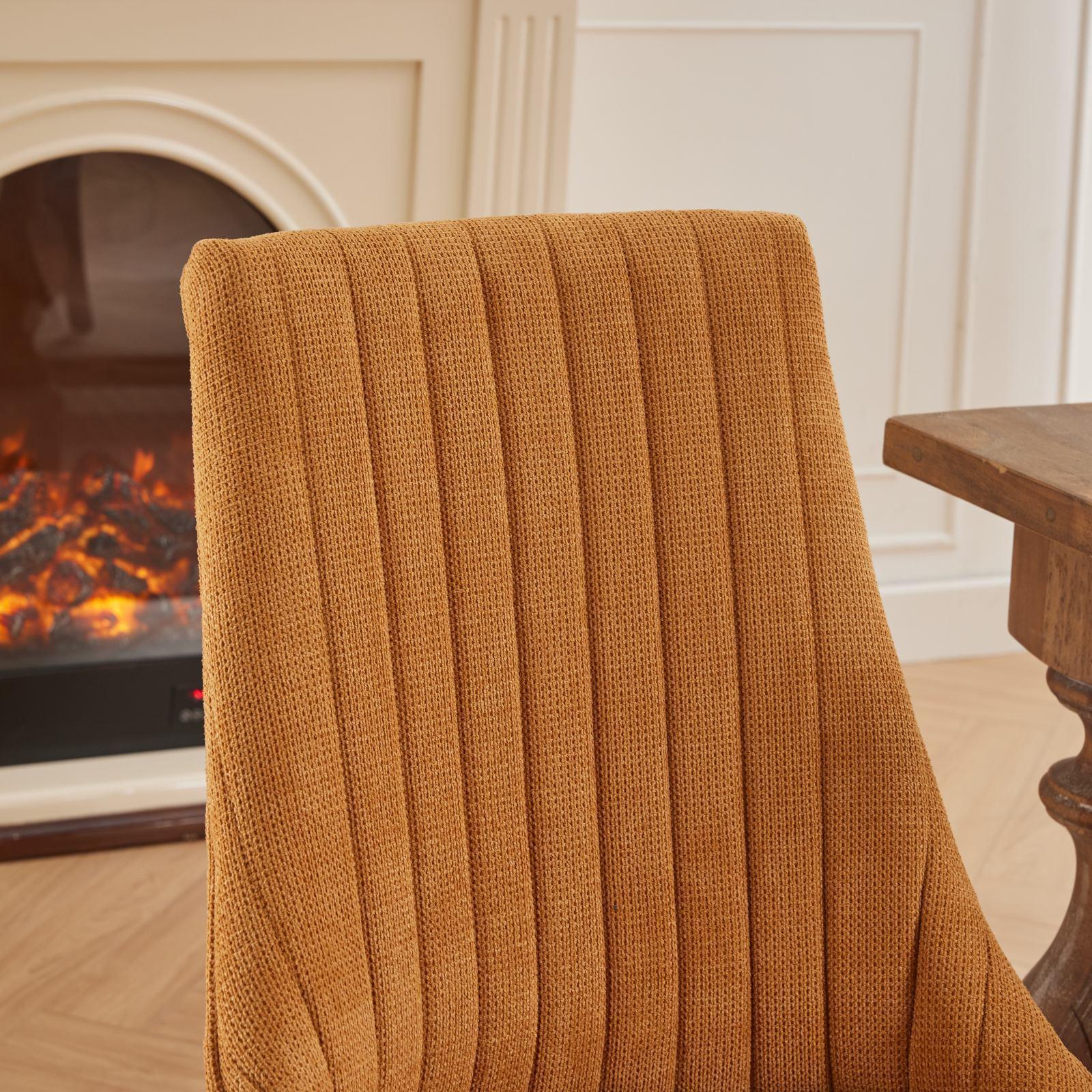 Set of 2 Rayon Cloth Flocking Linen Dining Chairs - PRHOMZ