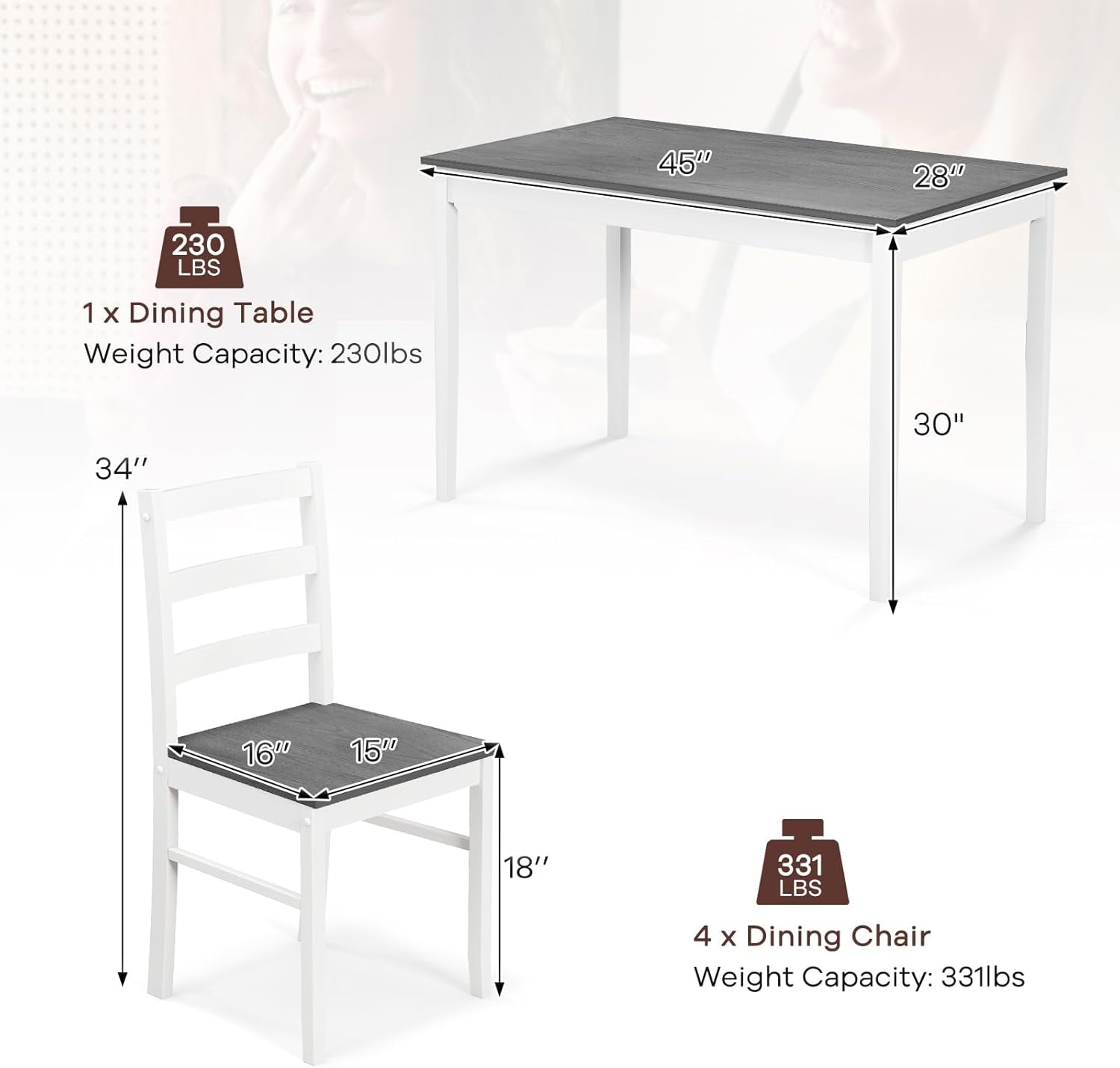 Handcrafted Solid Wood Mid Century Dinette Set Four