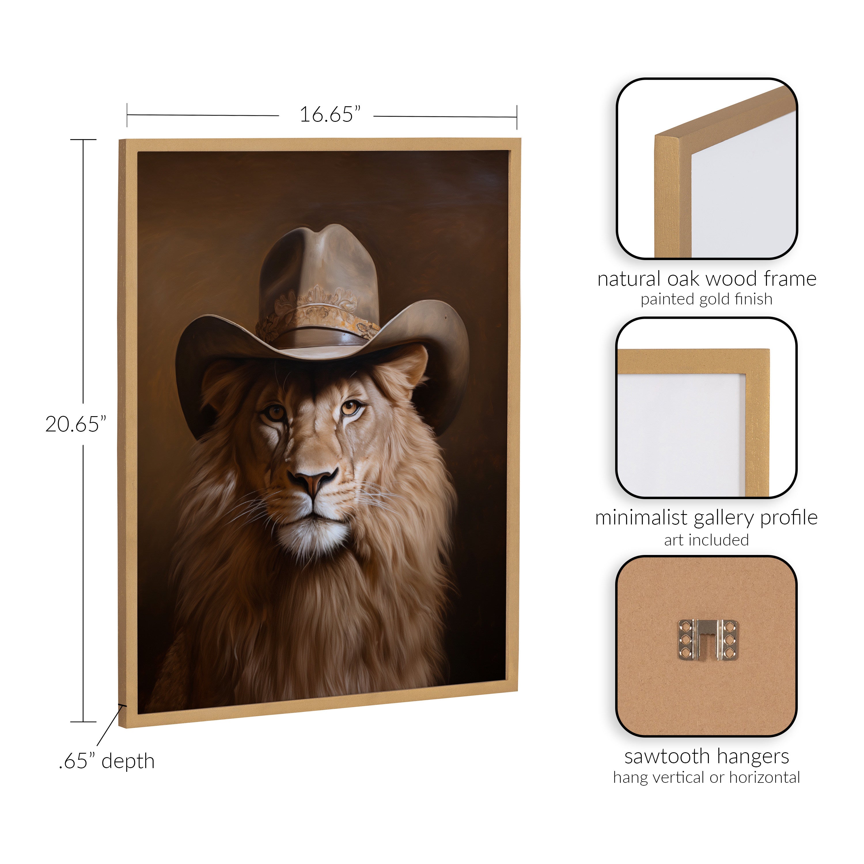 Gallery Lion Wearing a Western Cowboy Hat Print by The Creative Bunch Studio