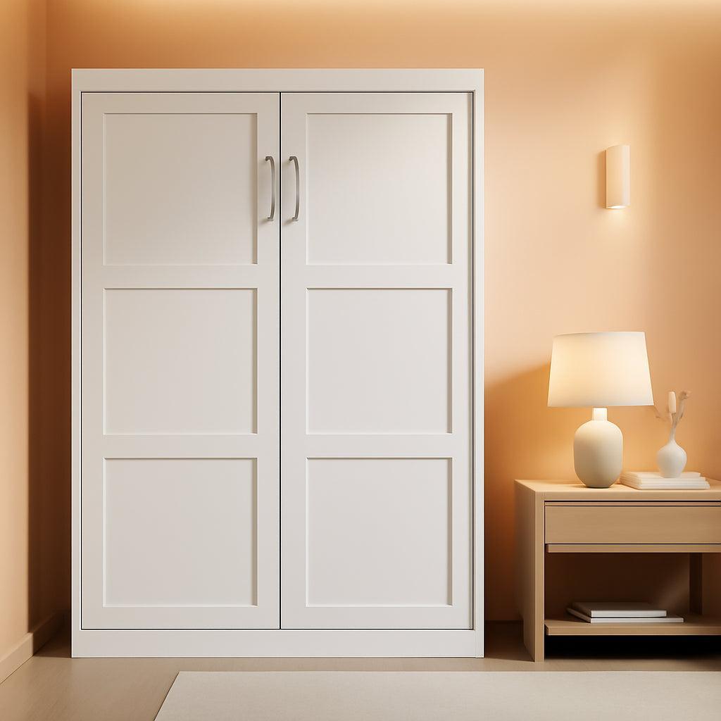 65 Inch Queen Murphy Bed With Wardrobe Storage System