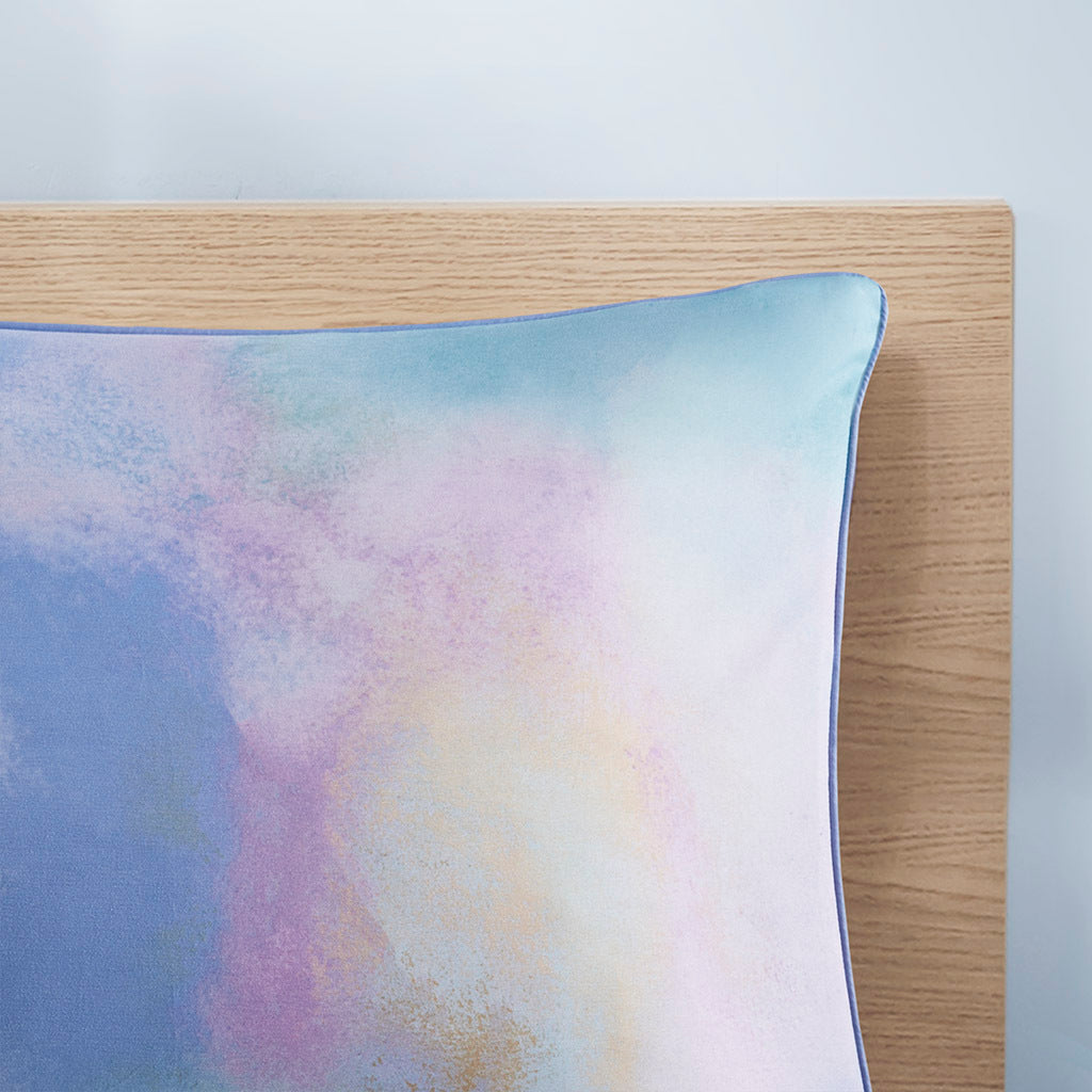 Full/Queen Watercolor Tie Dye Printed Comforter Set with Throw Pillow