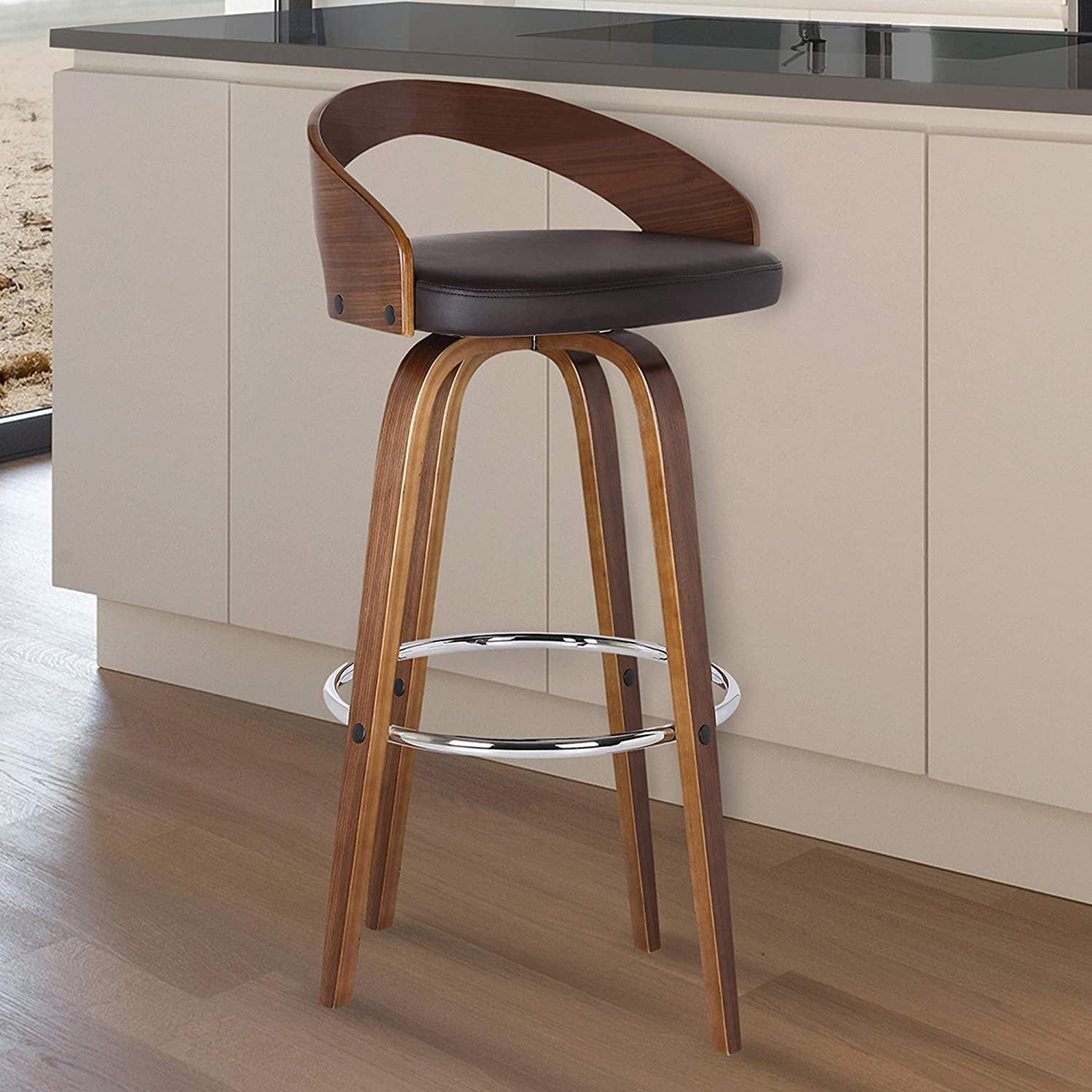 Sonia 26 Inch Counter Height Bar Stool Walnut Brown