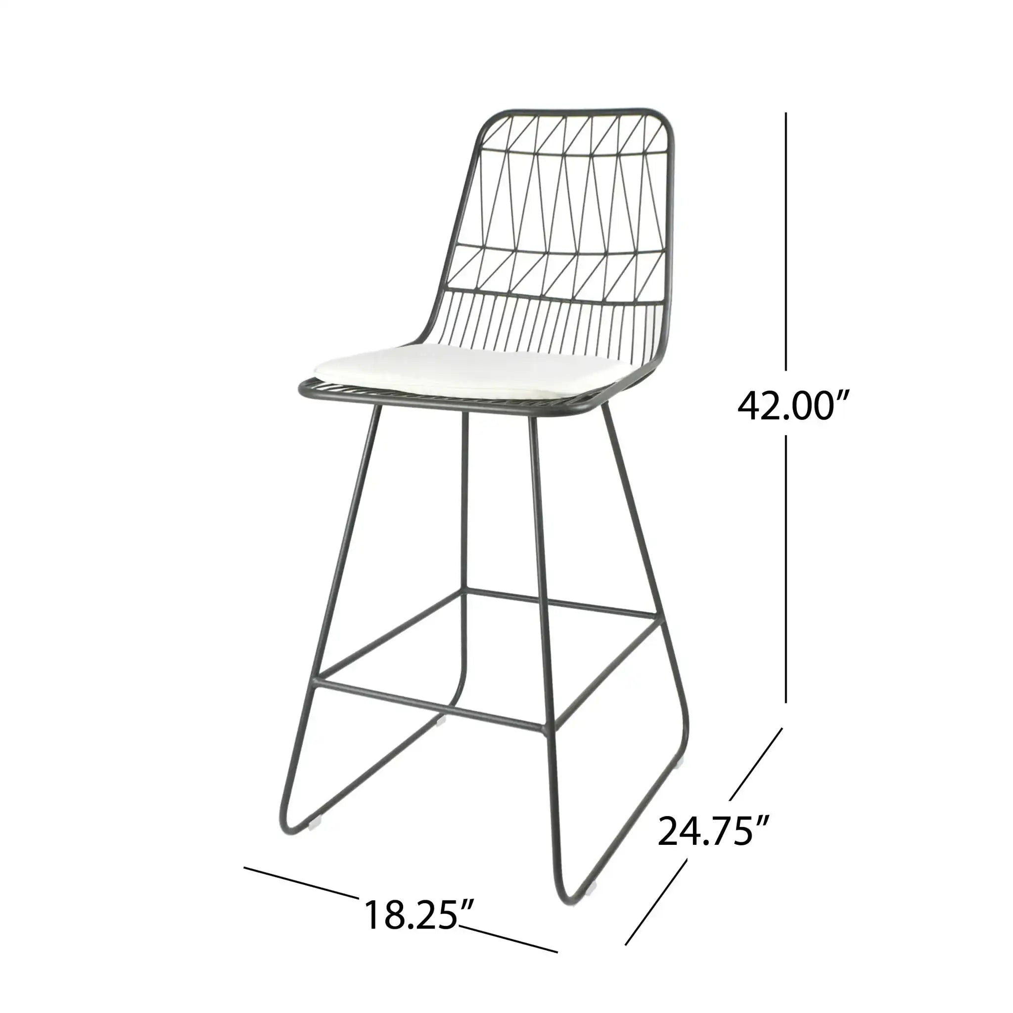 Yearning Iron Counter Stool With Water Resistant Cushion