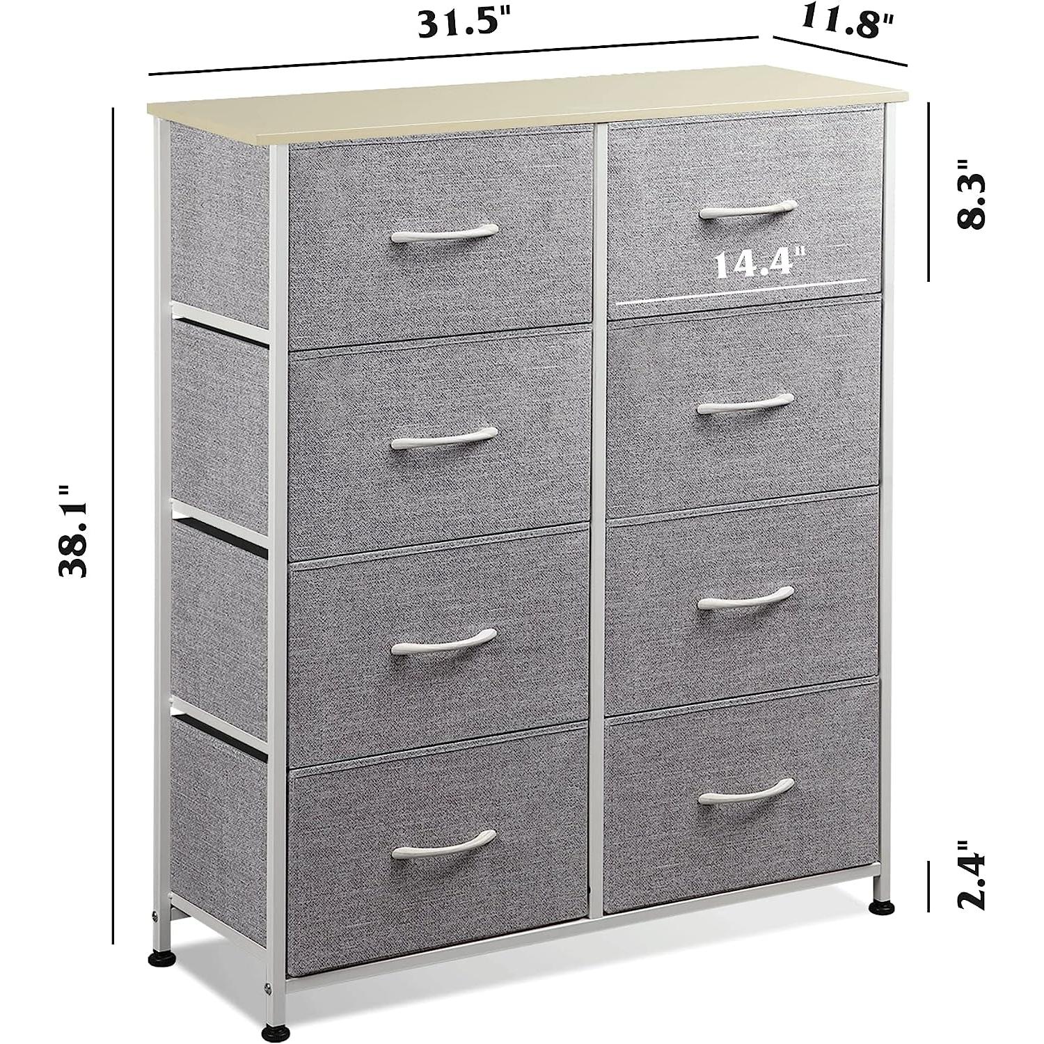 Fabric Storage Tower With 8 Drawers Light Grey Bedroom