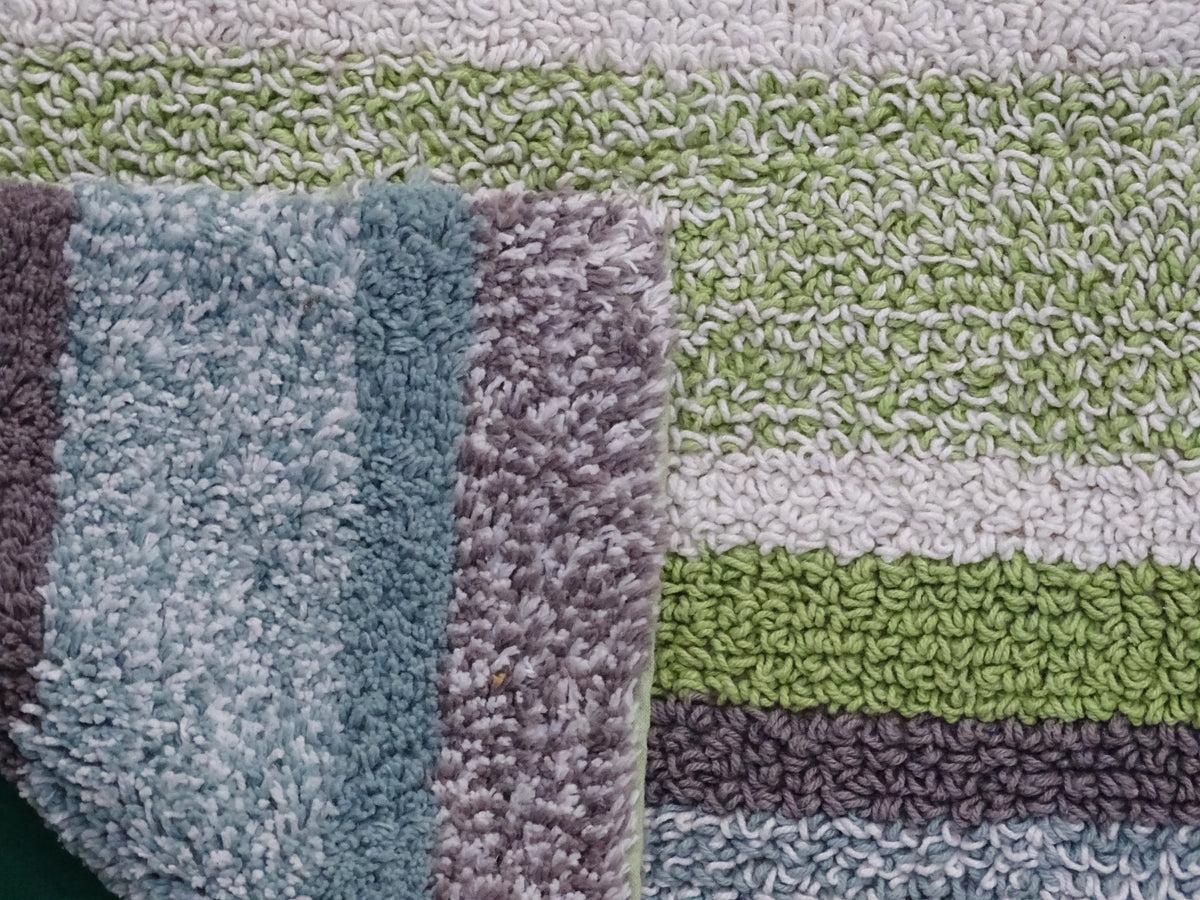 Vibhsa Multi Color Striped Bath Rug | 20"x32" 100% Cotton, Machine Washable