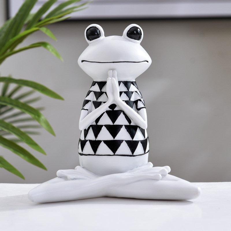 Yoga Frog Figurines Meditation Animal Ornaments Resin Statue Living Room Bedroom Interior Decor Office Home Decoration - PRHOMZ