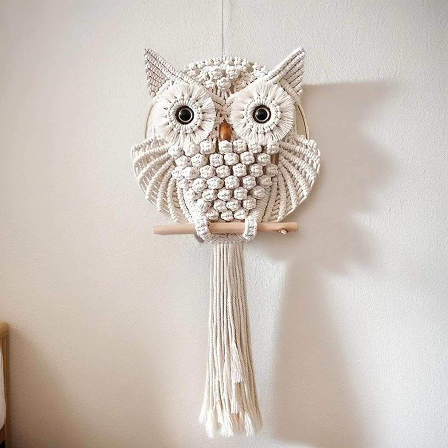 Handmade Macrame Owl Wall Hanging | Bohemian Decor | Cotton Rope Art-0