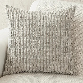 Corduroy Cushion Cover | Soft Plush Cushion Cover | 45x45cm | Light Grey Cushion Cover-0
