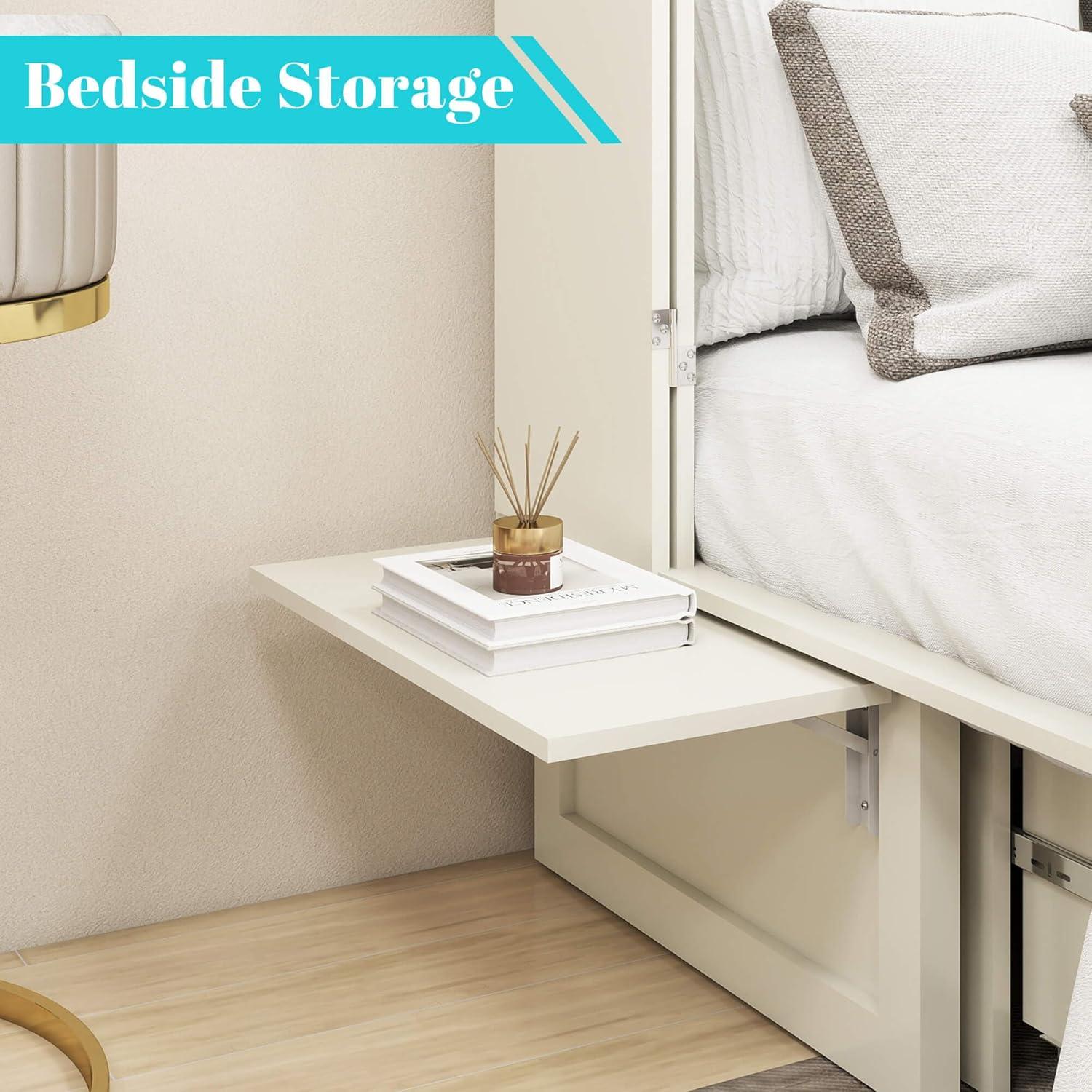 Queen Murphy Bed Cabinet with Storage & USB Ports - PRHOMZ