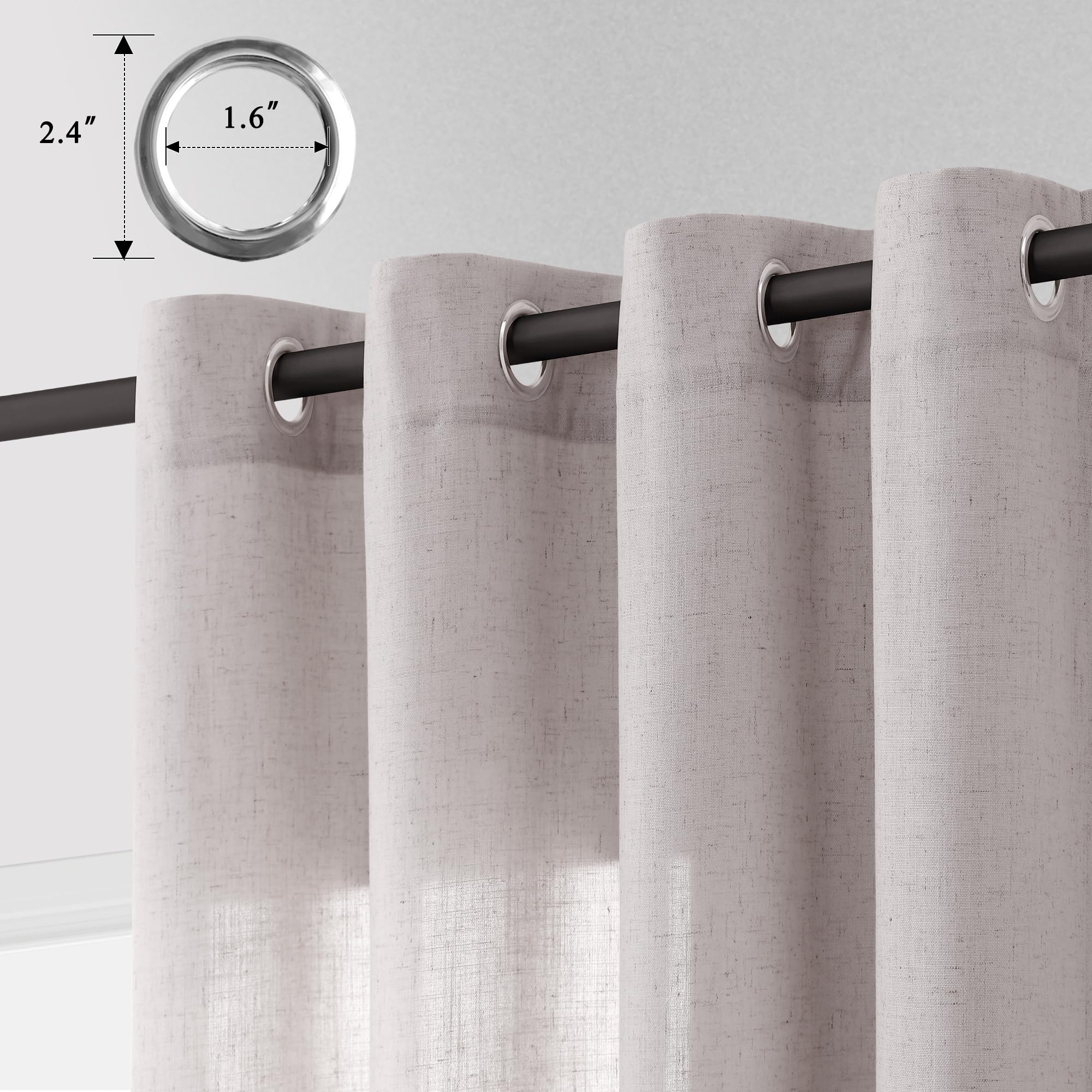 Aersas Champagne Linen Curtains 52x108in 2 Panels Grommet Light Filtering
