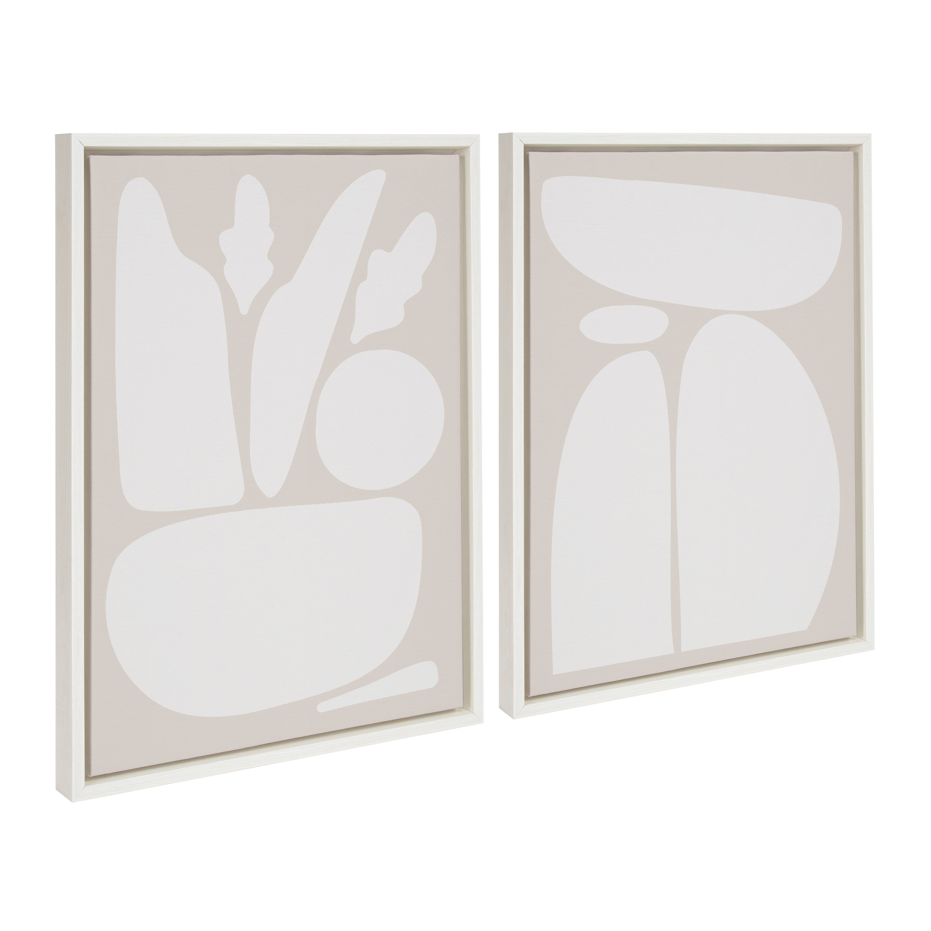 Sylvie Zen Botanical Rock Neutral Framed Canvas Set by The Creative Bunch Studio