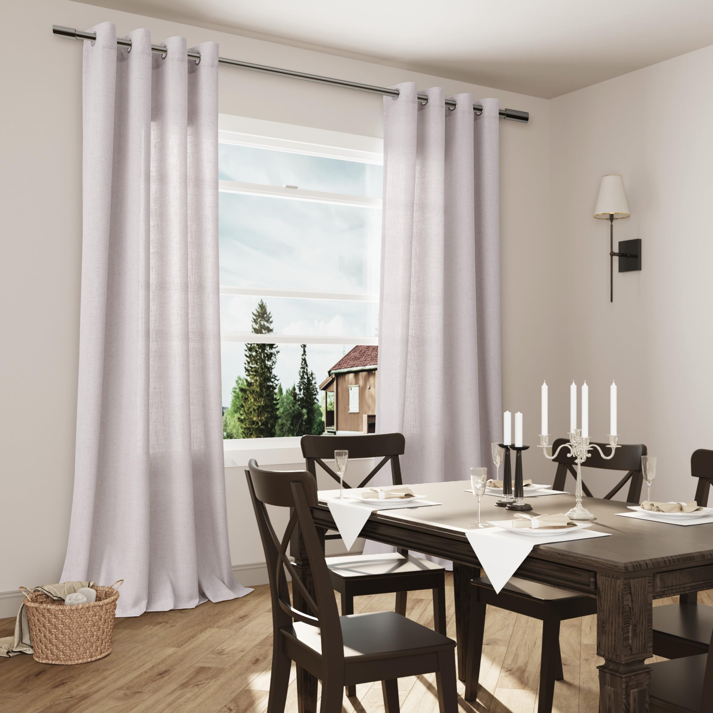 Aersas Champagne Linen Curtains 52x108in 2 Panels Grommet Light Filtering
