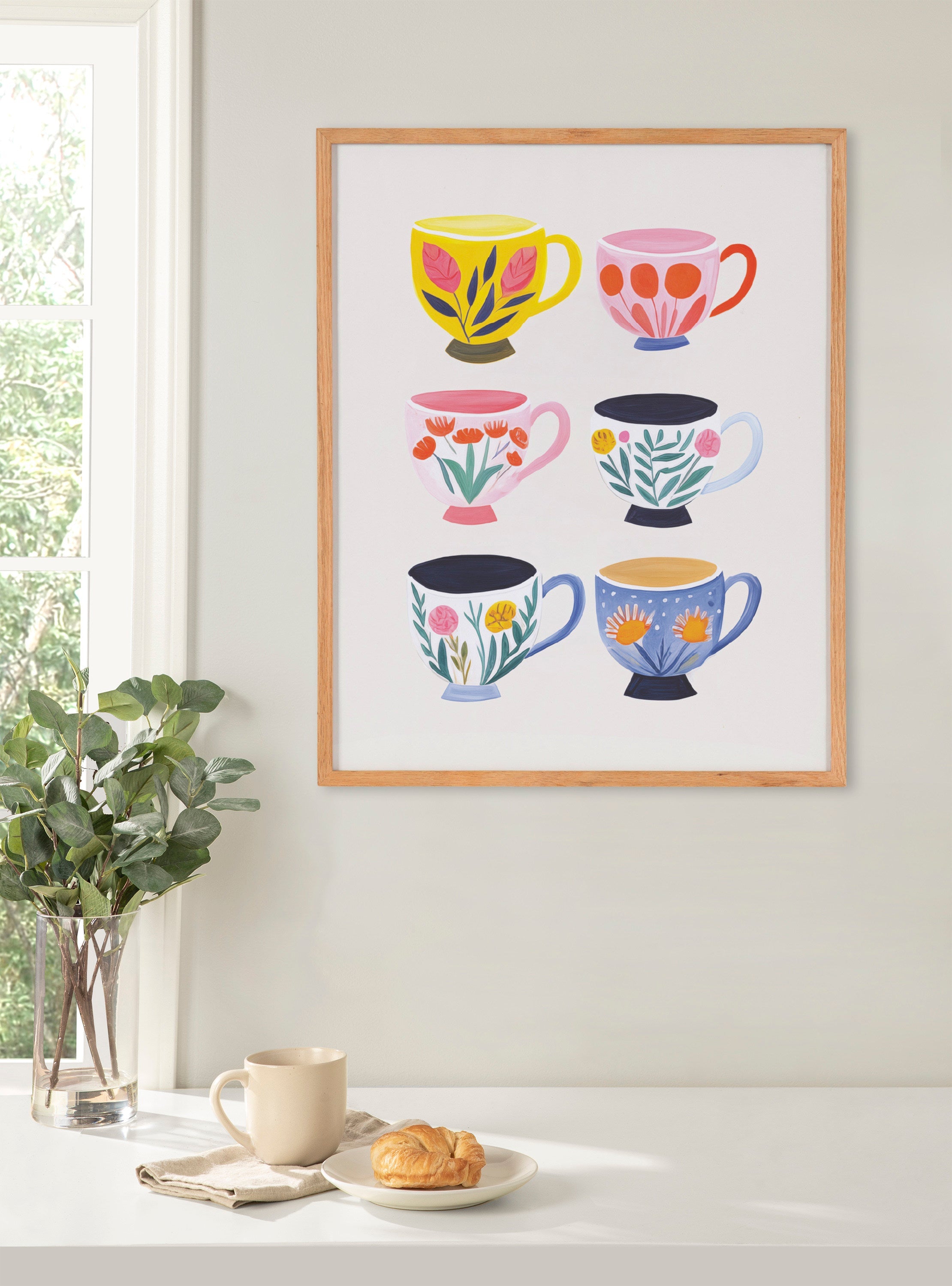 Gallery Botanical Coffee Shop Tea Cups Print by The Creative Bunch Studio