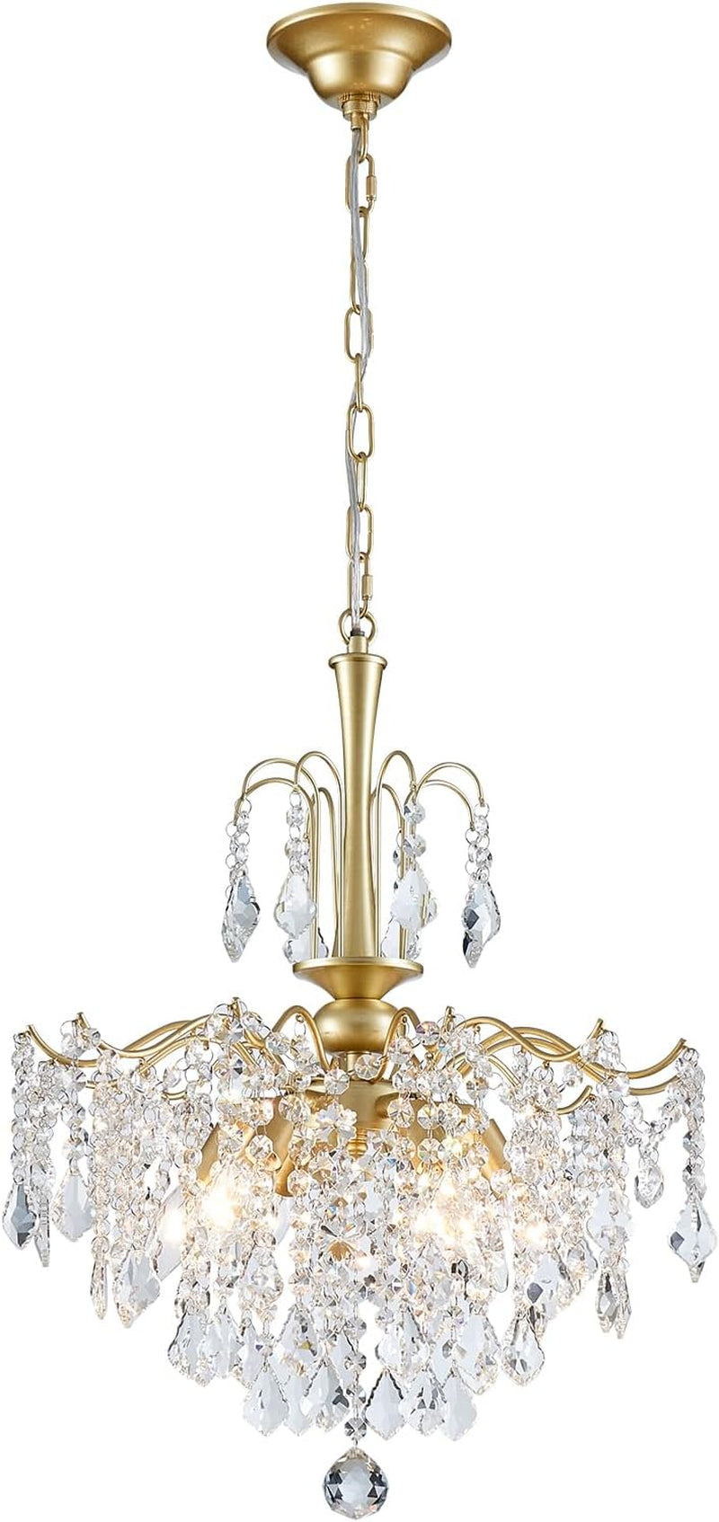Gold Crystal Chandelier Illumination Six Light Pendant-0