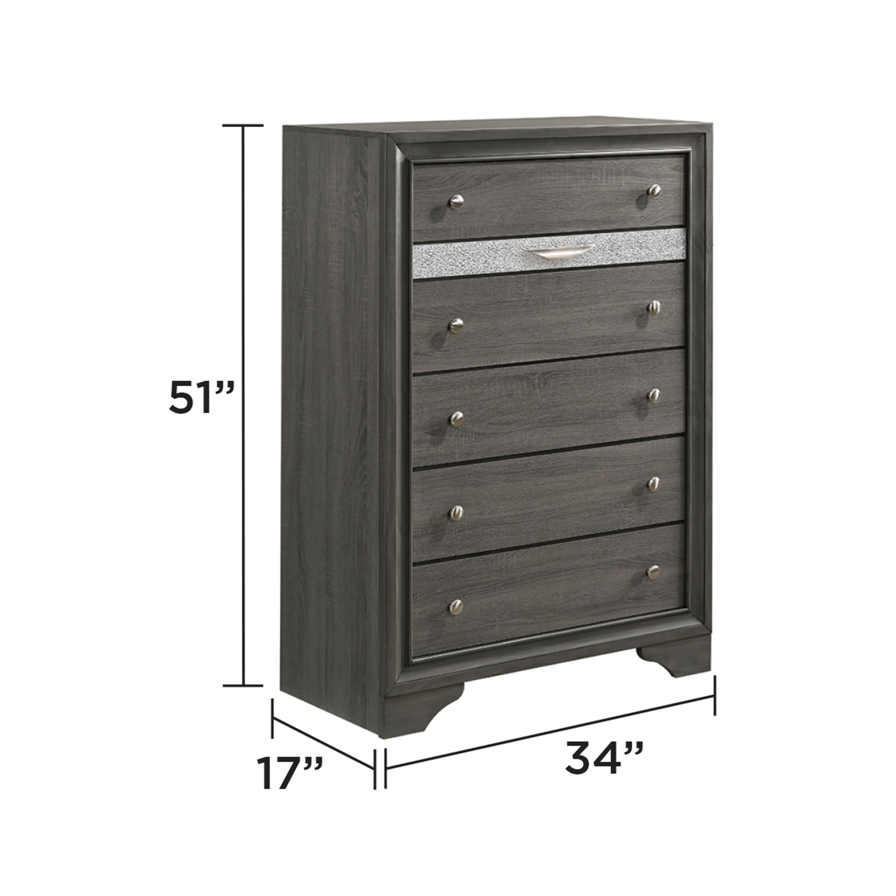 Traditional Queen 5 Piece Storage Bedroom Set in Gray Wood