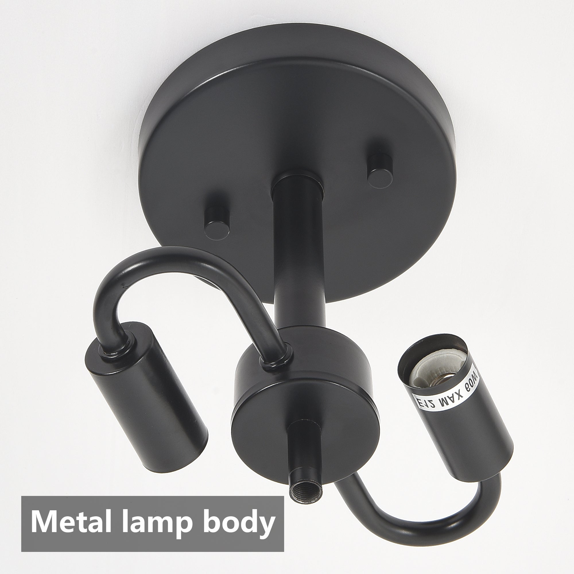 Ceiling Light Fixtures Flush Mount Indoor Outdoor Ceiling Light with Water Ripple Glass Shade (Black)