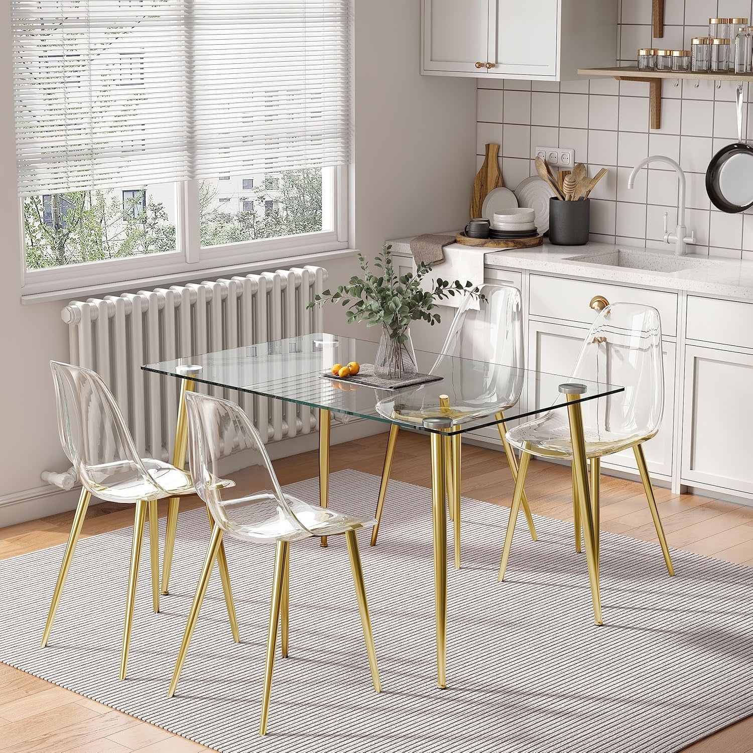 Glass Dining Table For 4 51 Inch Tempered Glass Gold Legs