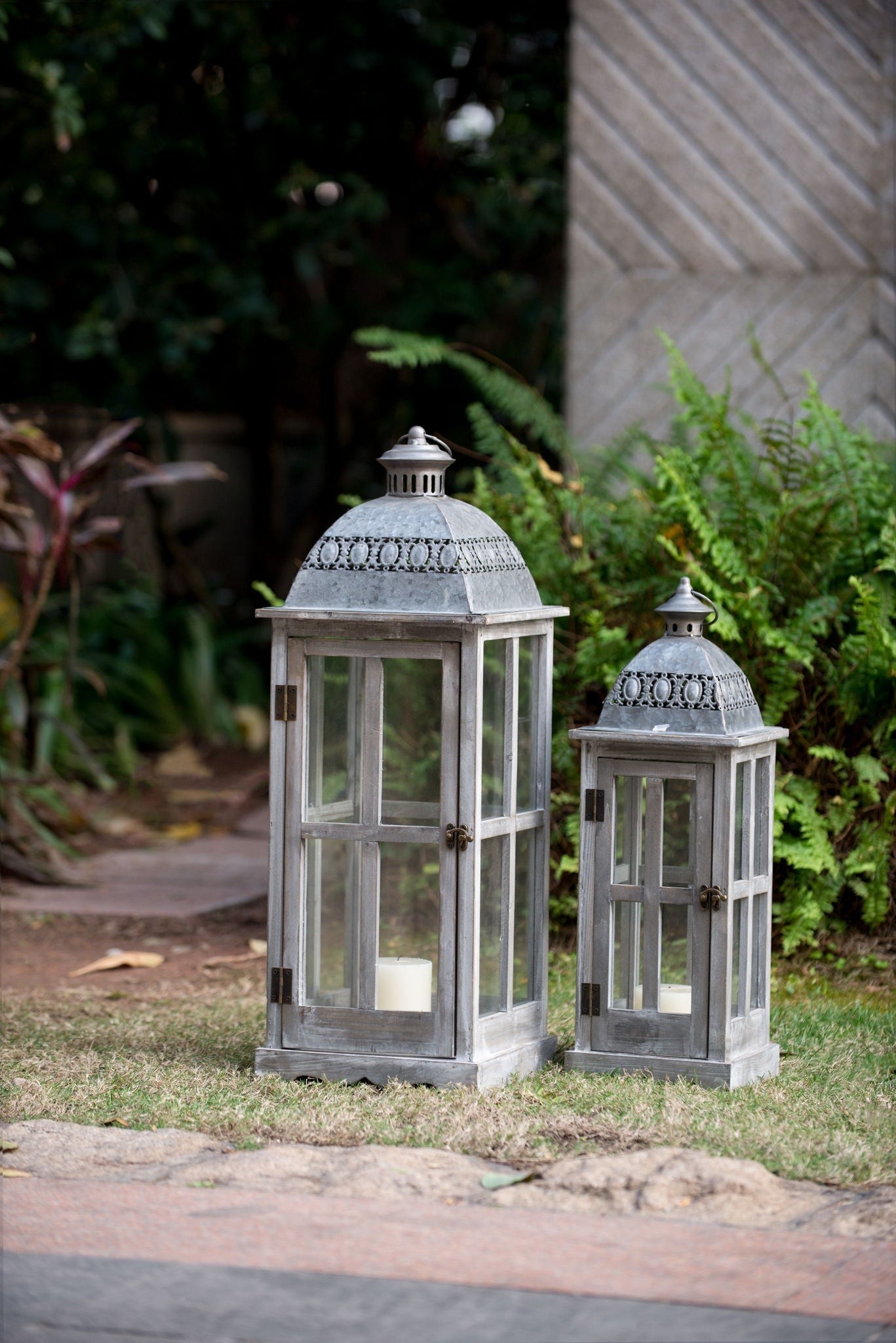 Wooden Candle Lantern Decorative Set for Indoor and Outdoor Use
