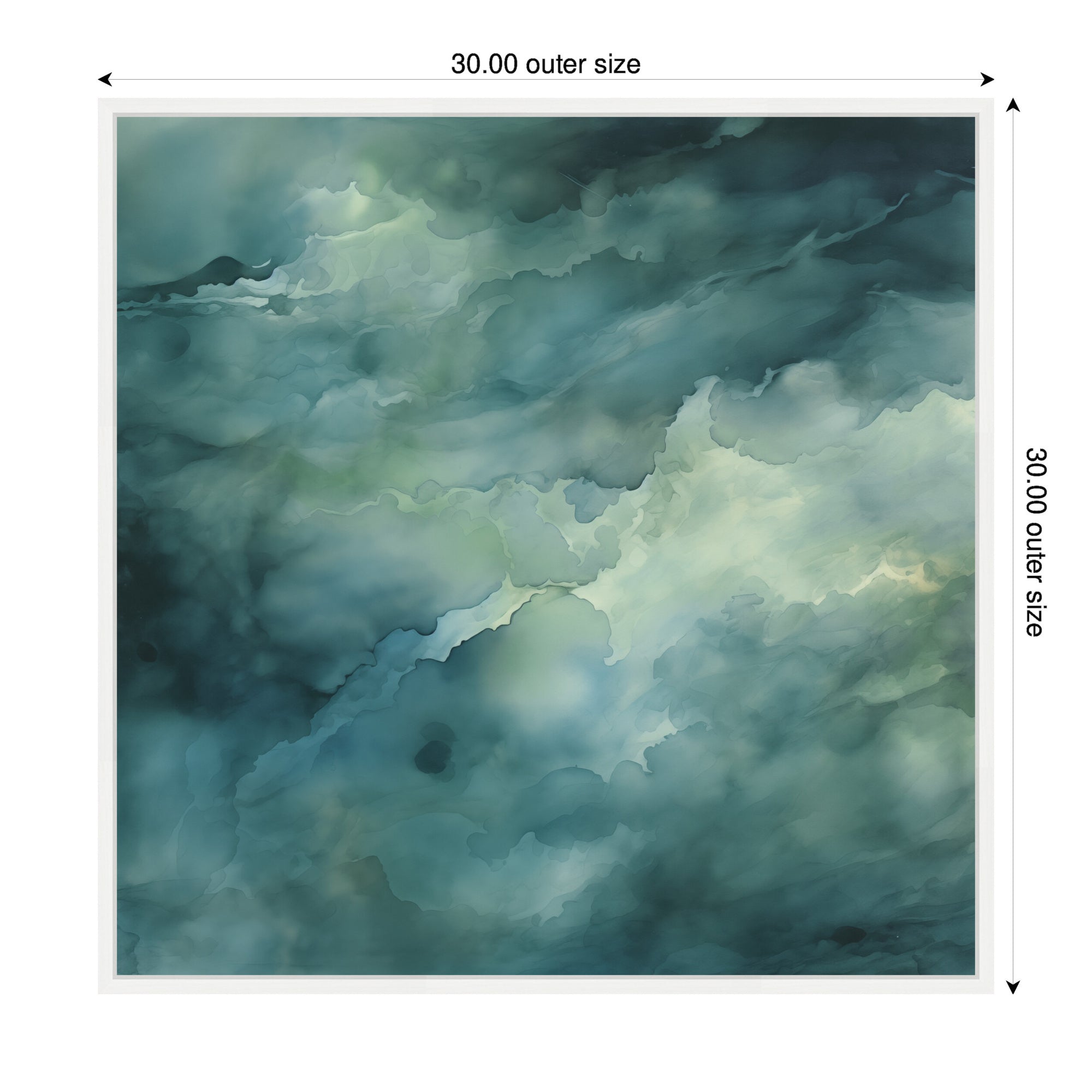 Sylvie Rich Green Teal Watery Abstract Framed Canvas by The Creative Bunch Studio