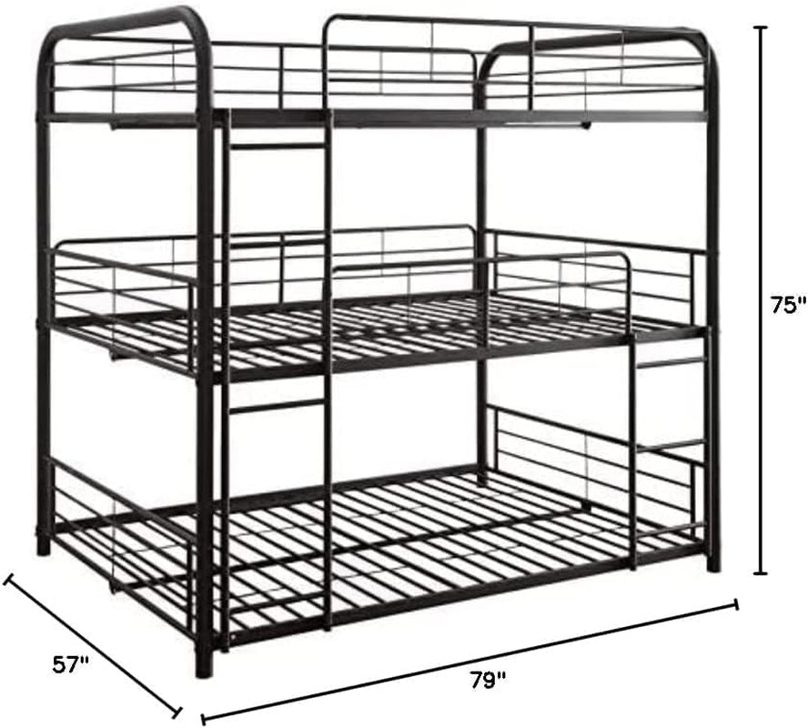 Cairo Metal Frame Full Triple Bunk Bed Sandy Black