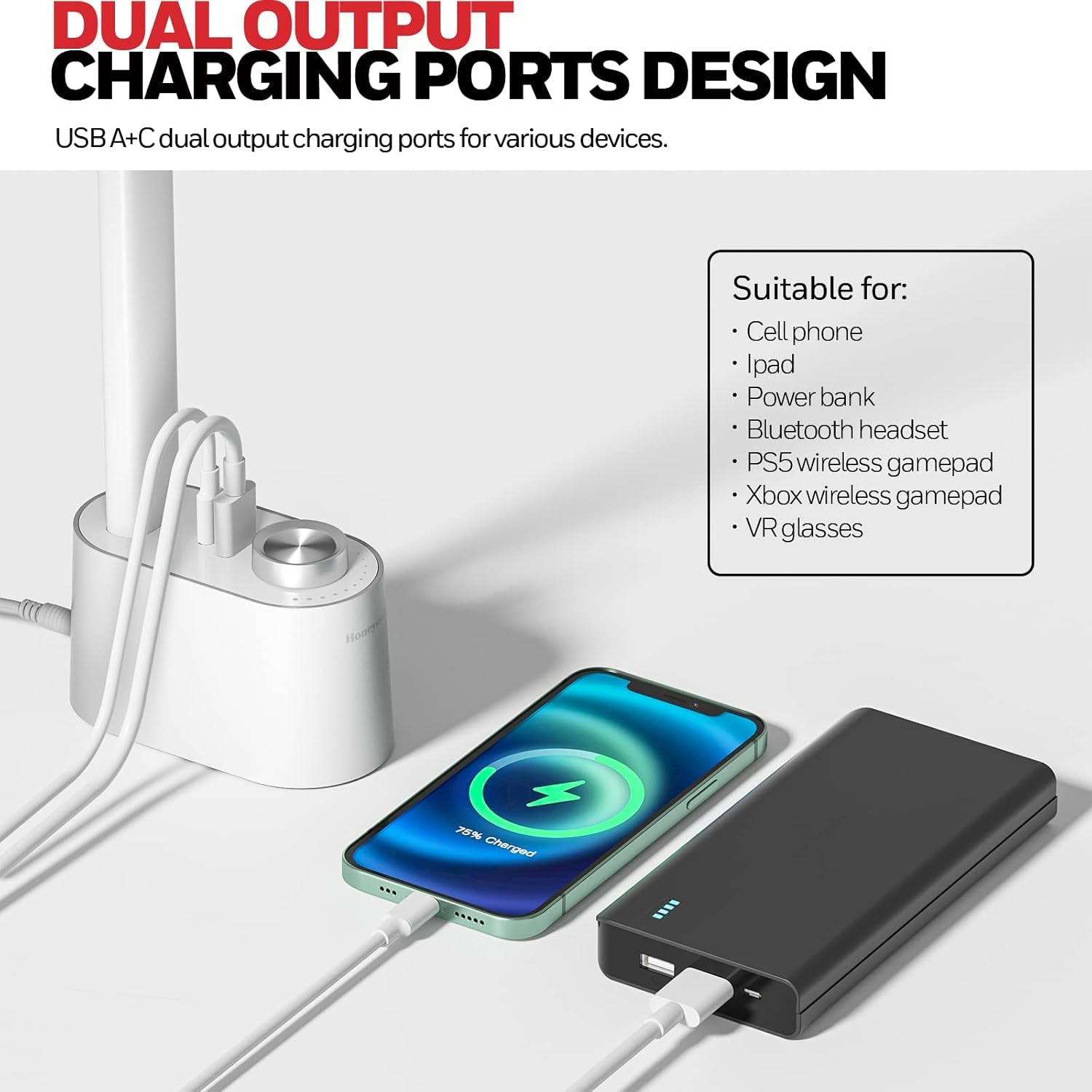 LED Desk Lamp With USB Ports And Dimmable Eye Caring