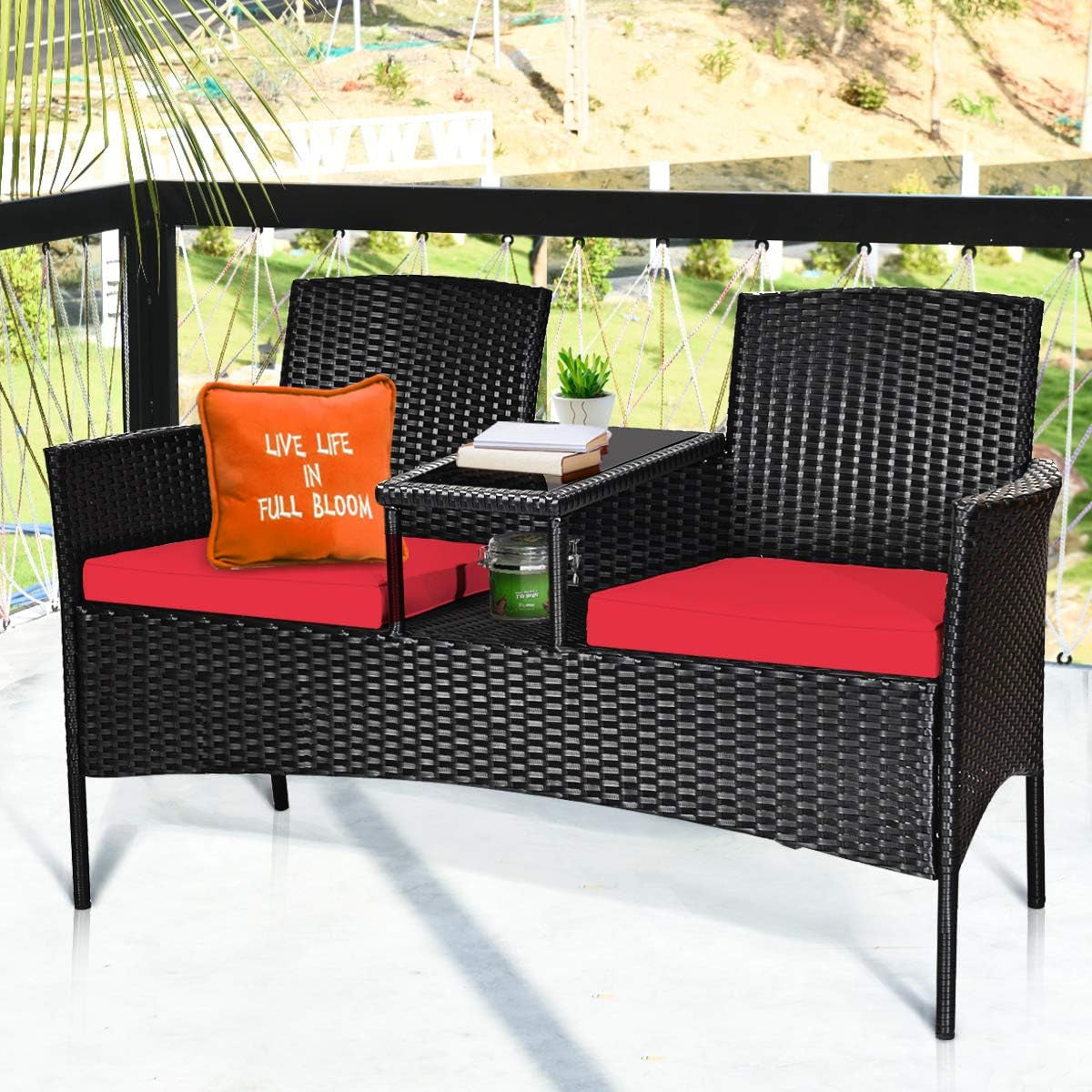 Wicker Outdoor Conversation Set With Removable Cushions