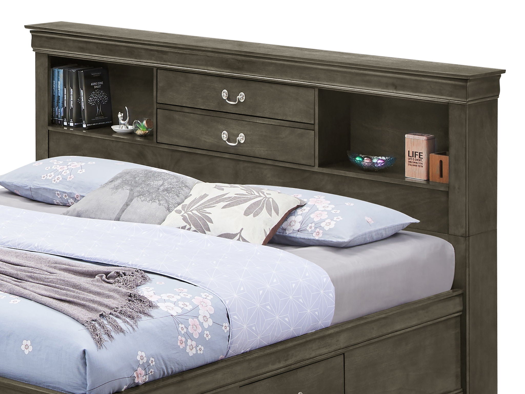 Traditional Style Bookcase Storage Bed