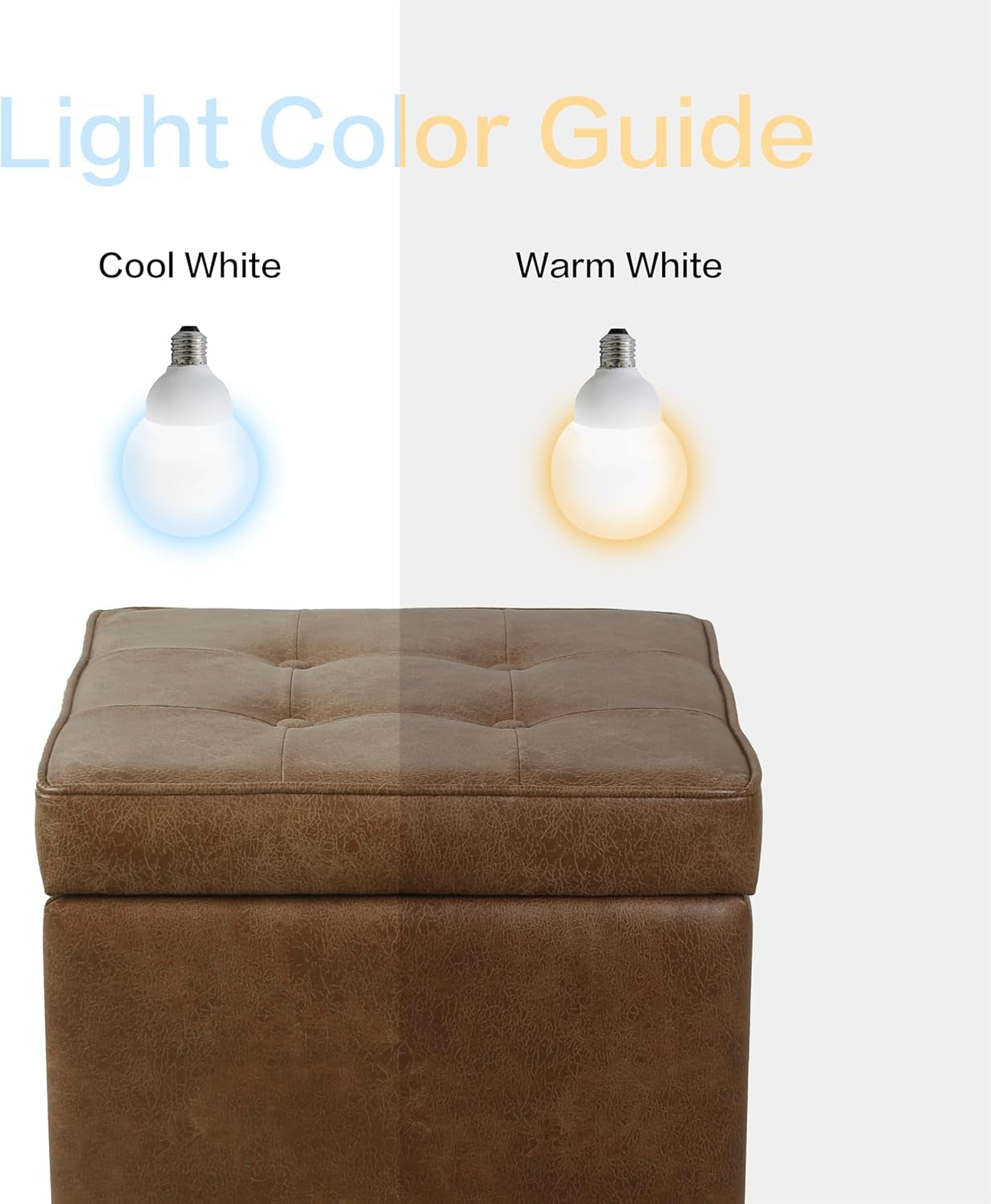 Small Distressed Brown Faux Leather Storage Ottoman