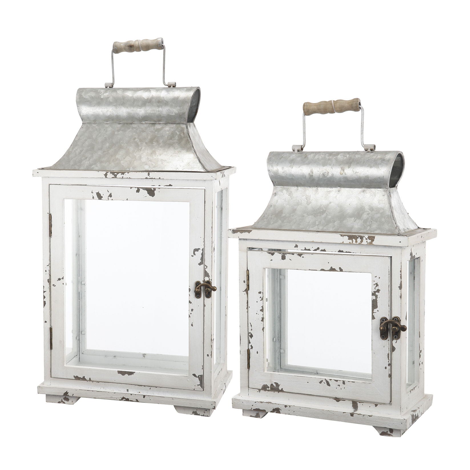 Wooden Candle Lantern Decorative Set of Two for Indoor and Outdoor Use