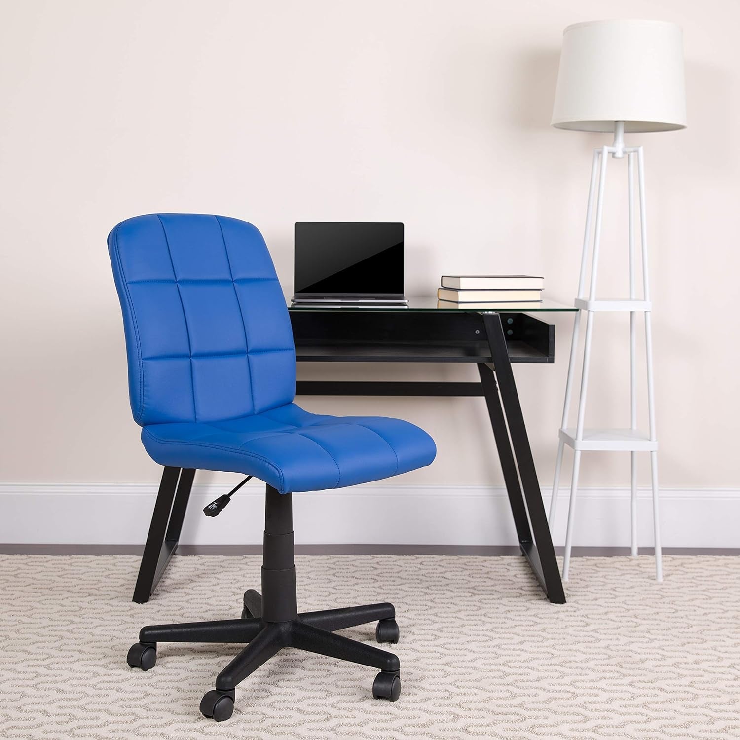 Clayton Blue Mid Back Quilted Vinyl Swivel Office Chair