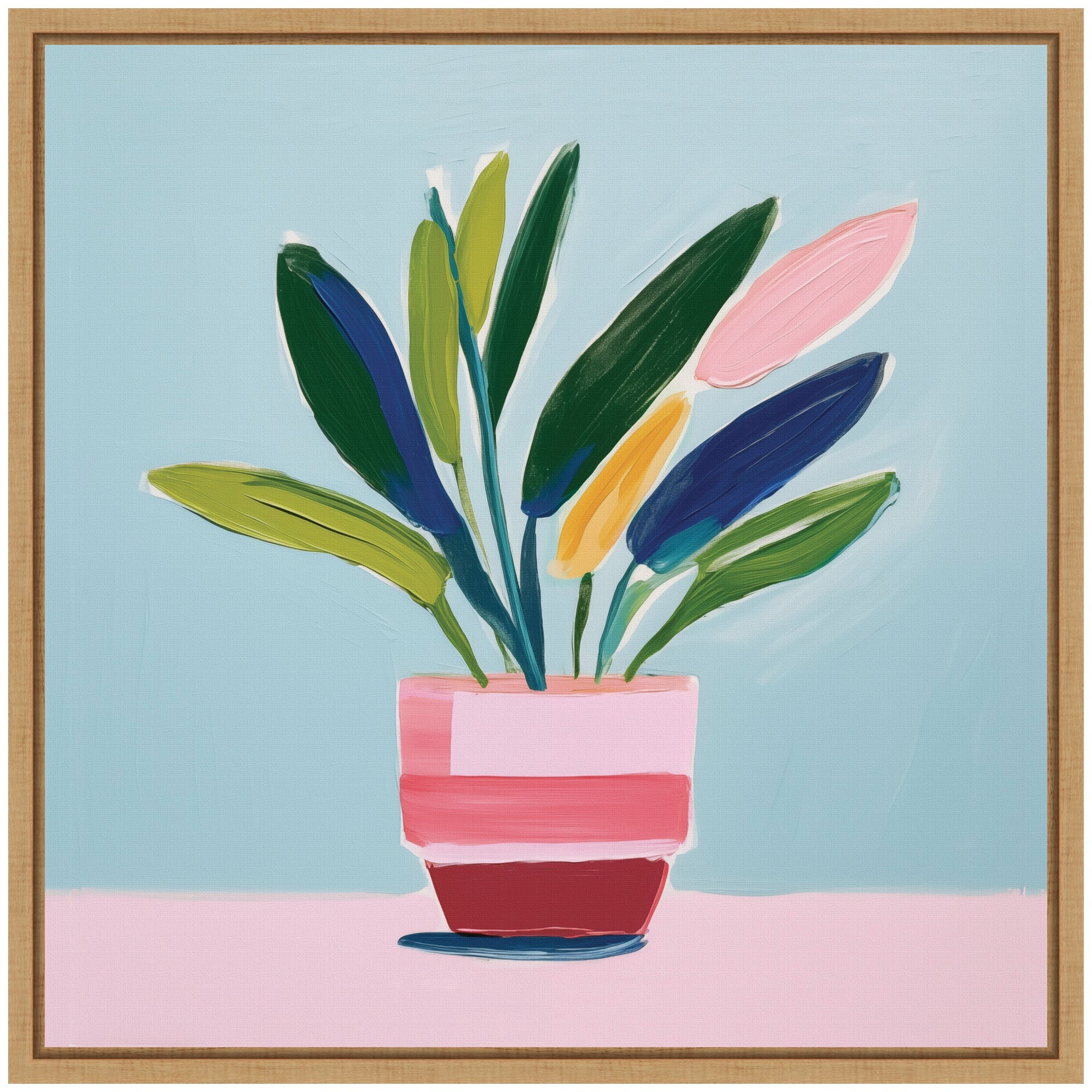 Sylvie Playful Potted Plant Still Life Framed Canvas by The Creative Bunch Studio