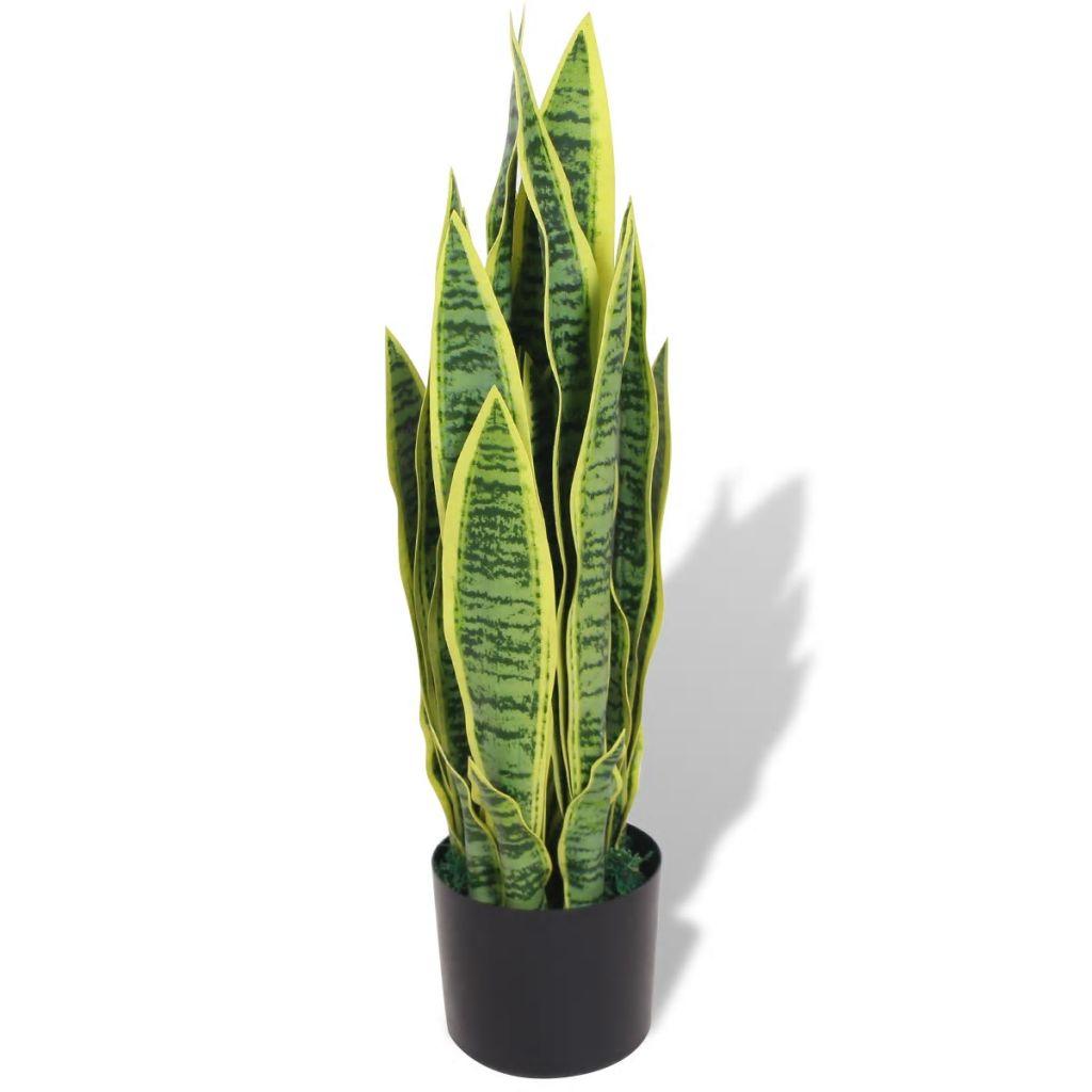 vidaXL Artificial Sansevieria Plant with Pot 25.6" Green - PRHOMZ