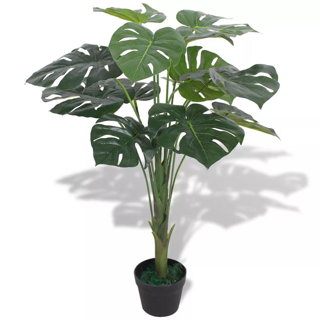 vidaXL Artificial Monstera Plant with Pot 17.7" Green - PRHOMZ