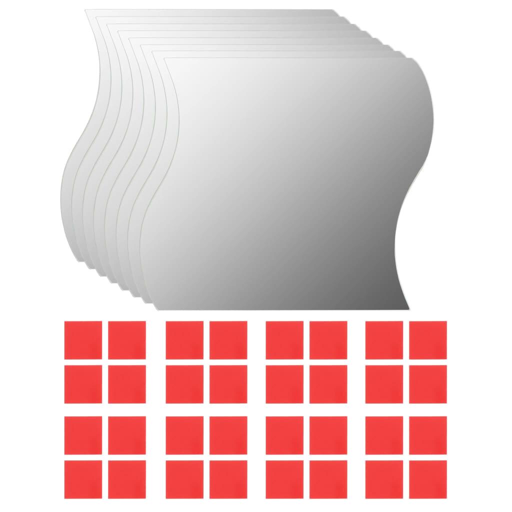 vidaXL Wall Mirrors 8 pcs 7.9"x7.9" Wave Glass - PRHOMZ