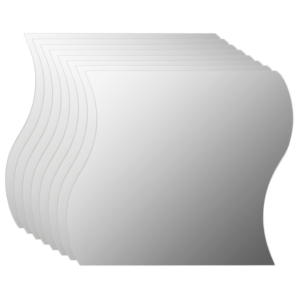 vidaXL Wall Mirrors 8 pcs 7.9"x7.9" Wave Glass - PRHOMZ
