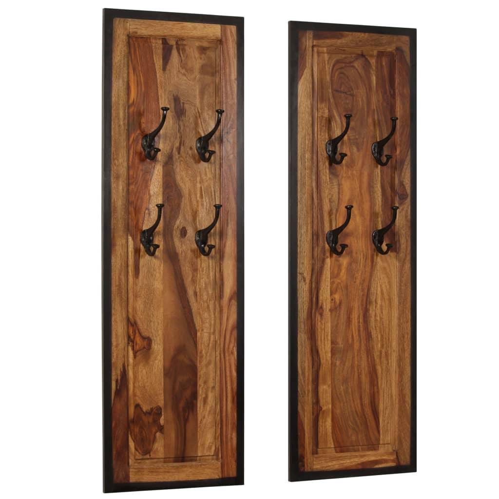 vidaXL Coat Racks 2 pcs Solid Sheesham Wood - PRHOMZ