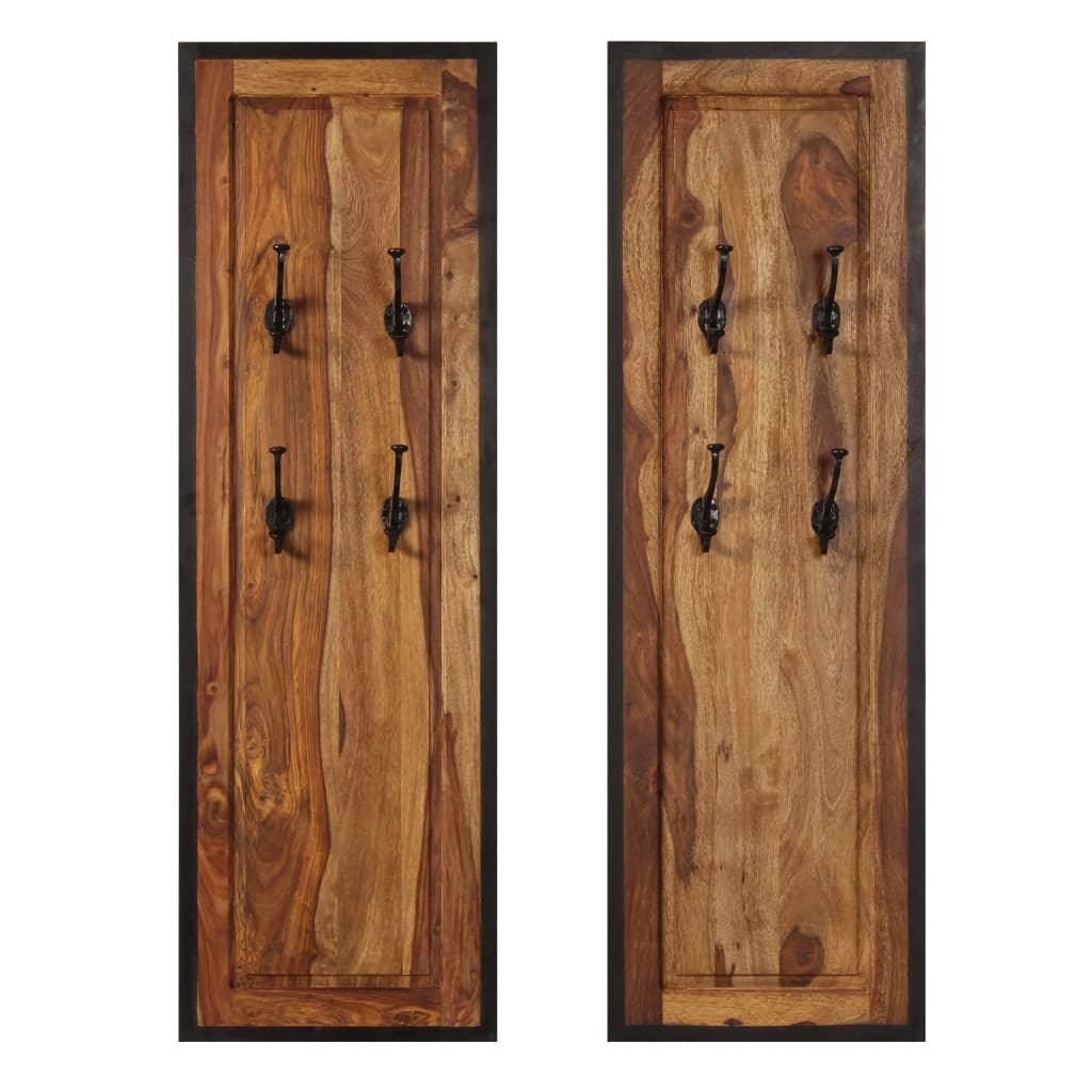 vidaXL Coat Racks 2 pcs Solid Sheesham Wood - PRHOMZ