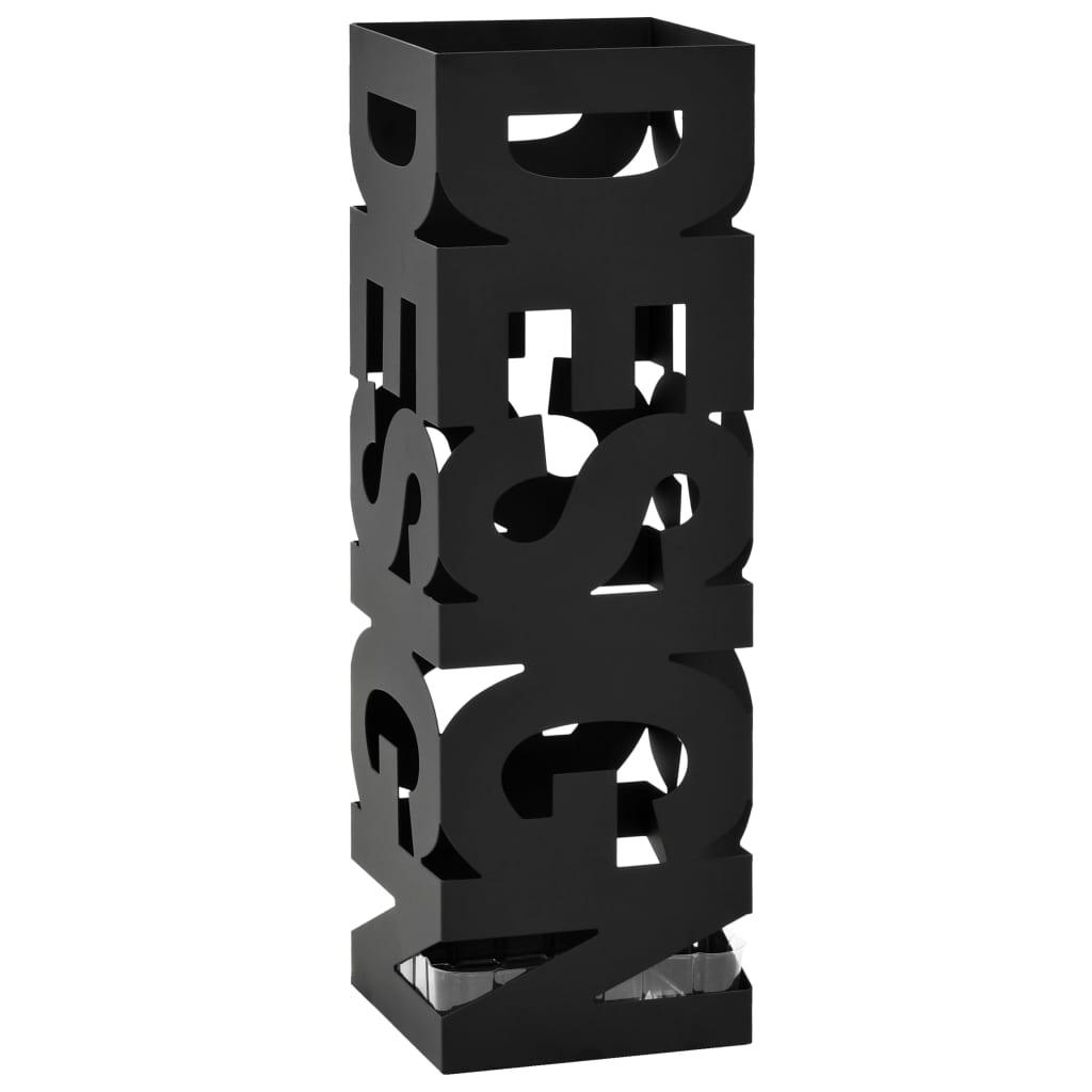 vidaXL Umbrella Stand Design Steel Black - PRHOMZ