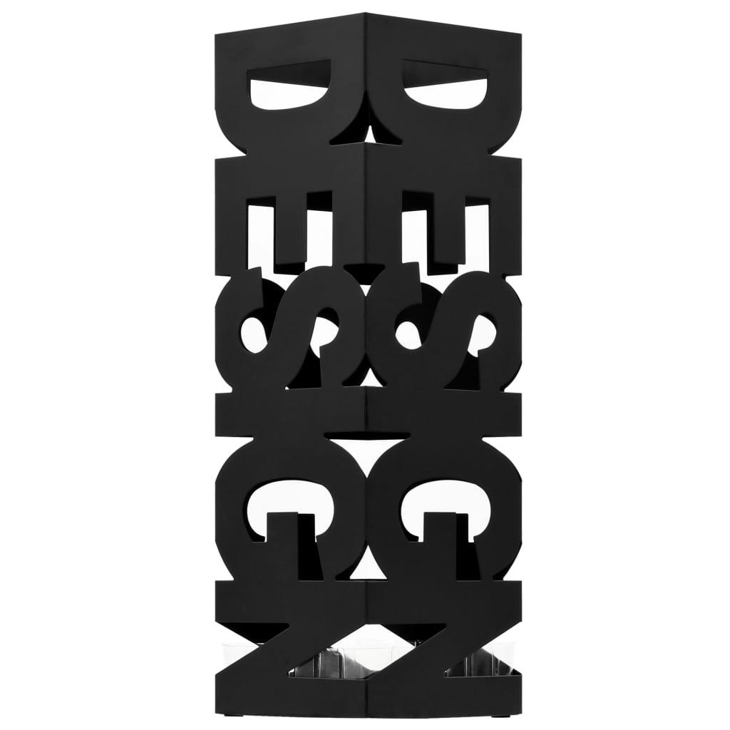 vidaXL Umbrella Stand Design Steel Black - PRHOMZ