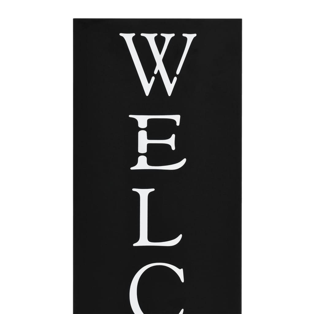 vidaXL Umbrella Stand Welcome Steel Black - PRHOMZ