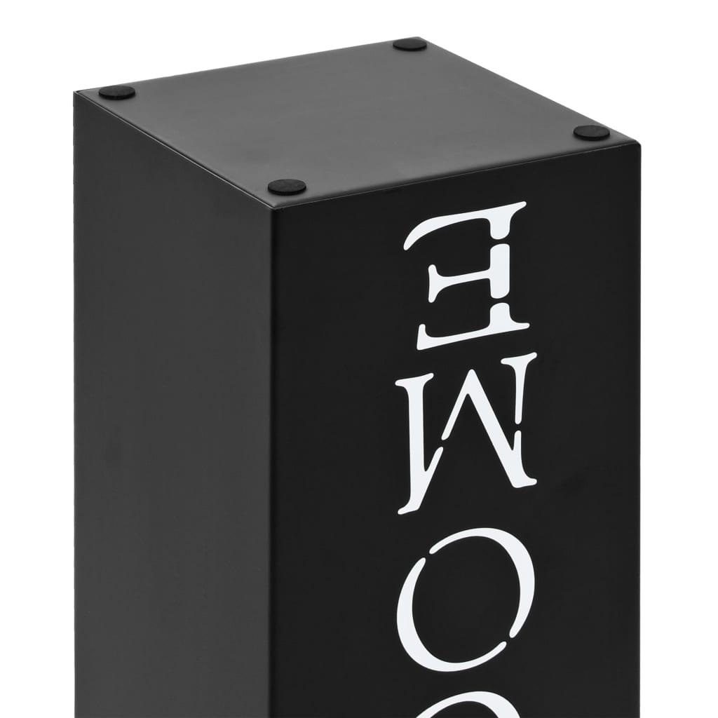 vidaXL Umbrella Stand Welcome Steel Black - PRHOMZ