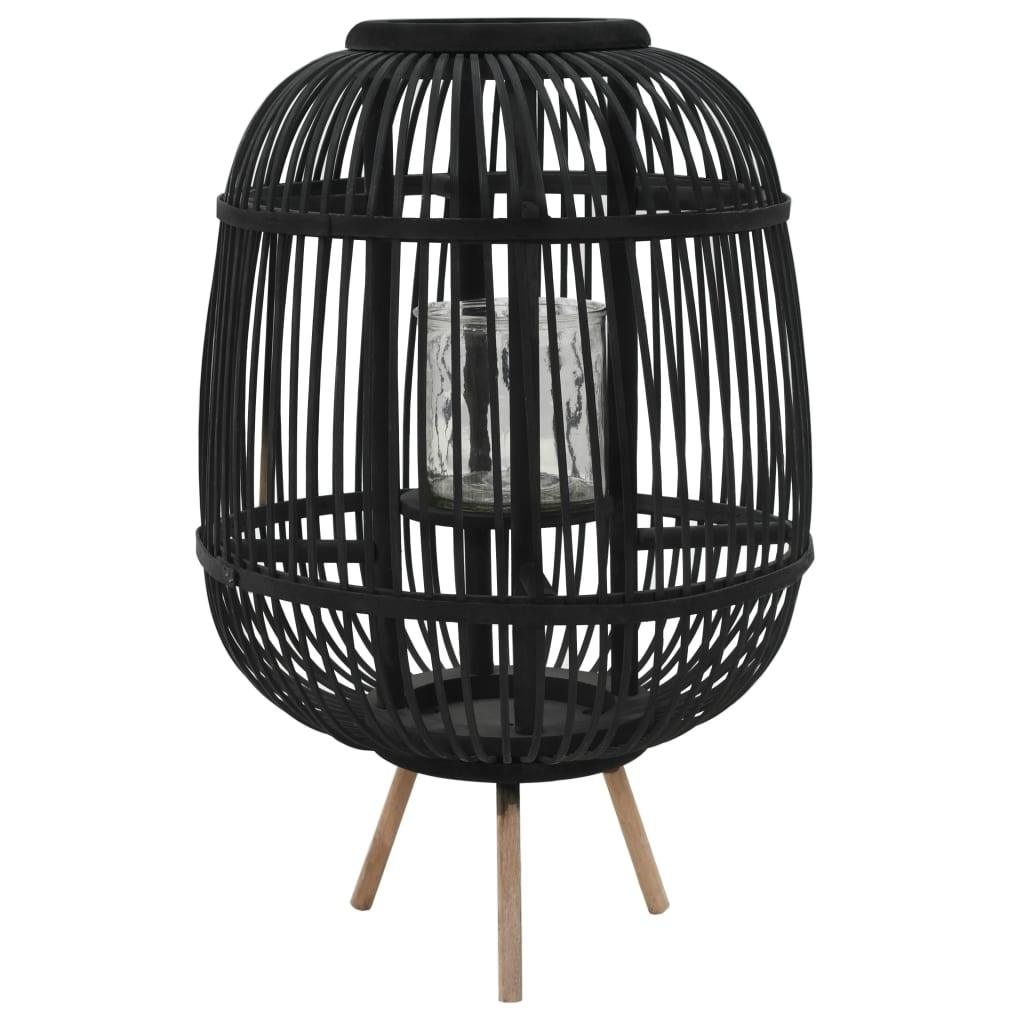 vidaXL Freestanding Candle Lantern Holder Bamboo Black - PRHOMZ