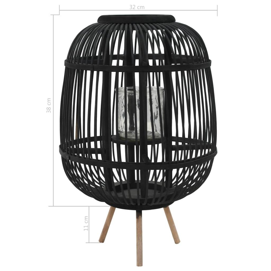 vidaXL Freestanding Candle Lantern Holder Bamboo Black - PRHOMZ