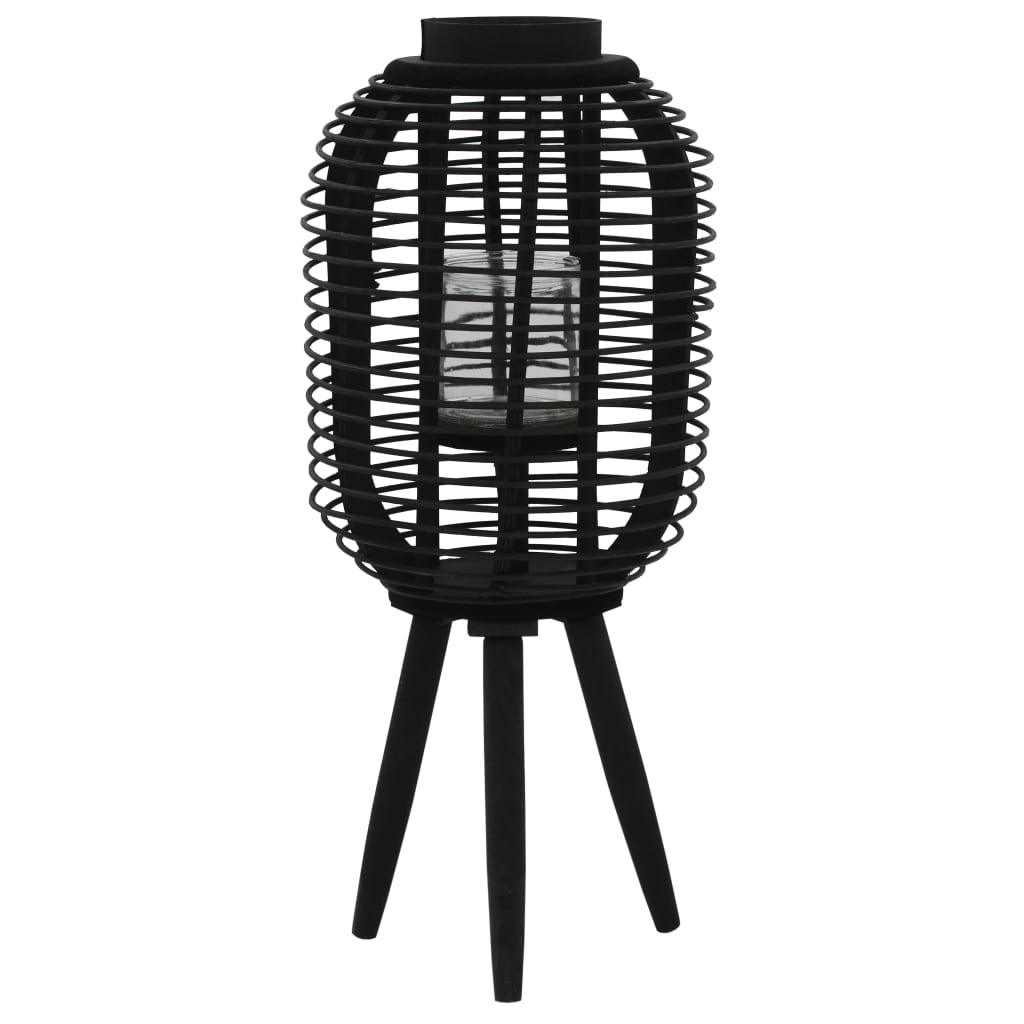 vidaXL Freestanding Candle Lantern Holder Bamboo Black - PRHOMZ