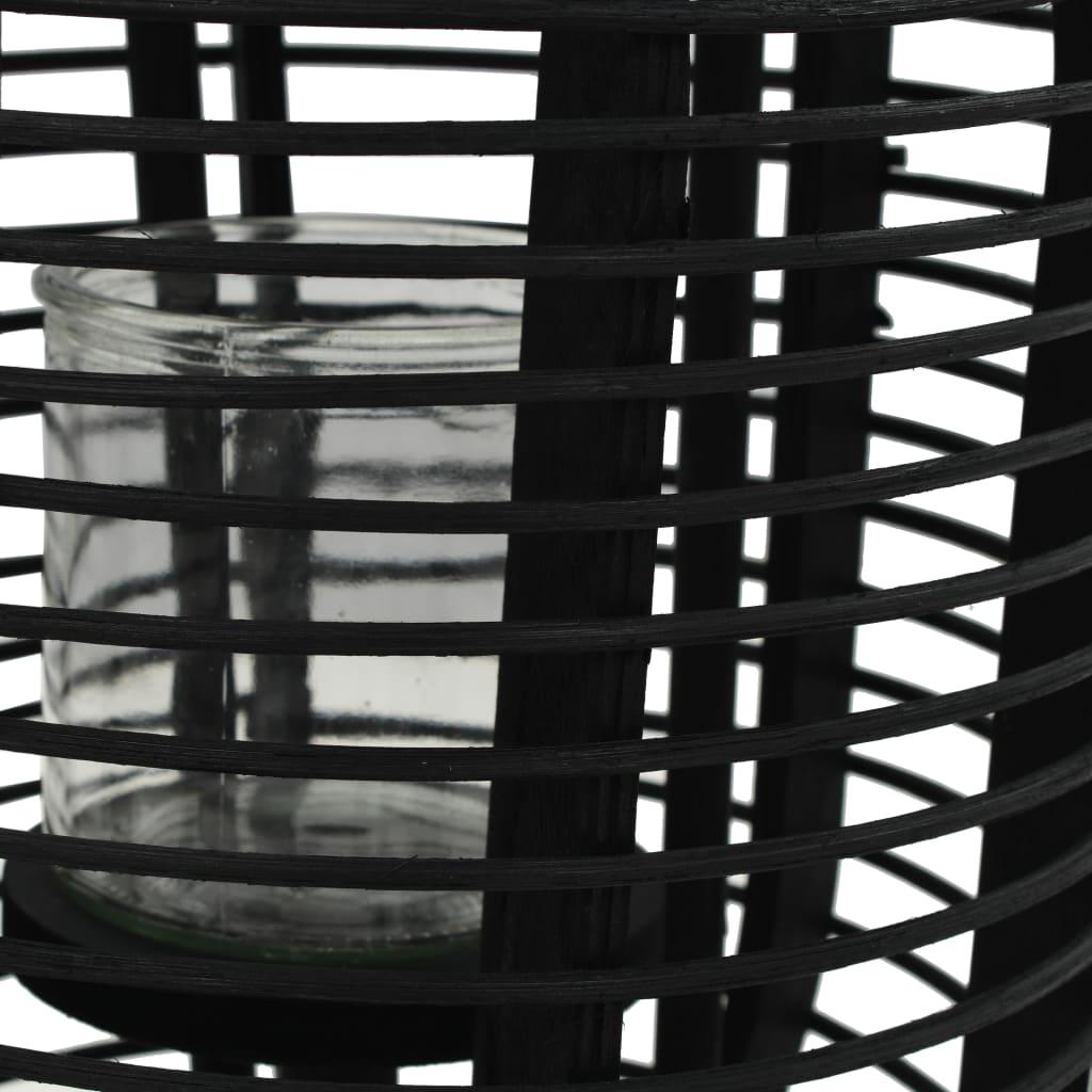 vidaXL Freestanding Candle Lantern Holder Bamboo Black - PRHOMZ