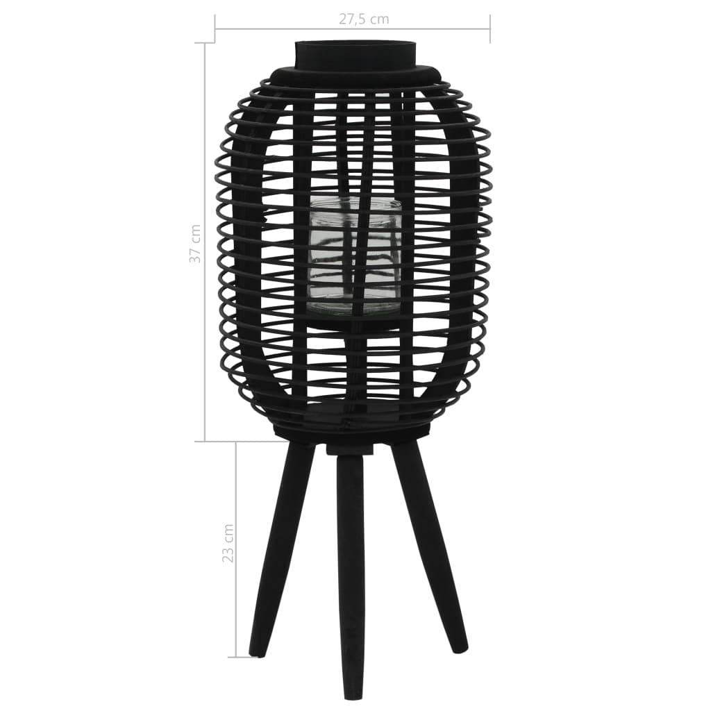 vidaXL Freestanding Candle Lantern Holder Bamboo Black - PRHOMZ