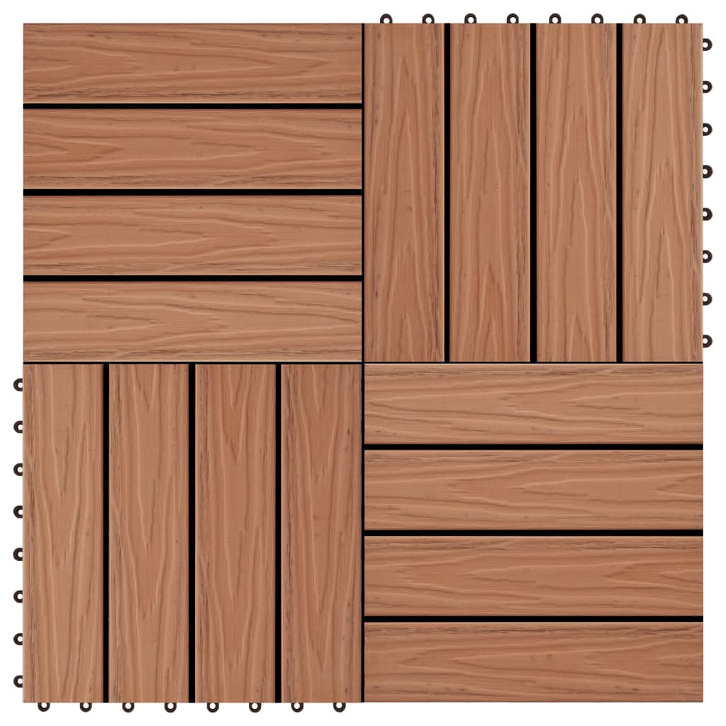 vidaXL Decking Tile Interlocking Flooring Tile 11 pcs Deep Embossed WPC 1 sqm-0