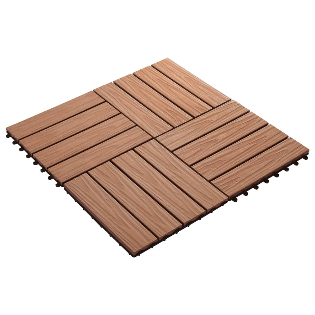 vidaXL Decking Tile Interlocking Flooring Tile 11 pcs Deep Embossed WPC 1 sqm-4