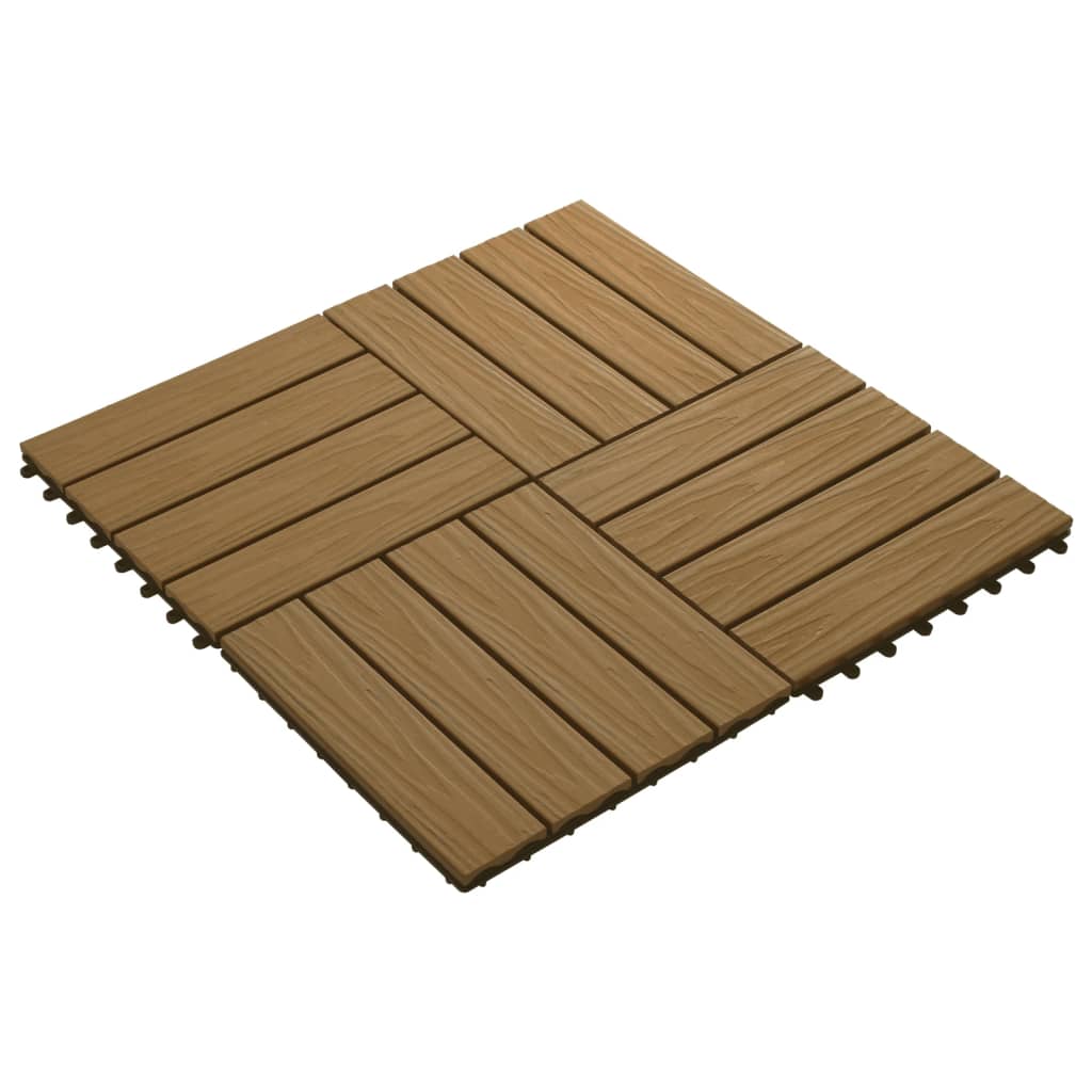 vidaXL Decking Tile Interlocking Flooring Tile 11 pcs Deep Embossed WPC 1 sqm-2